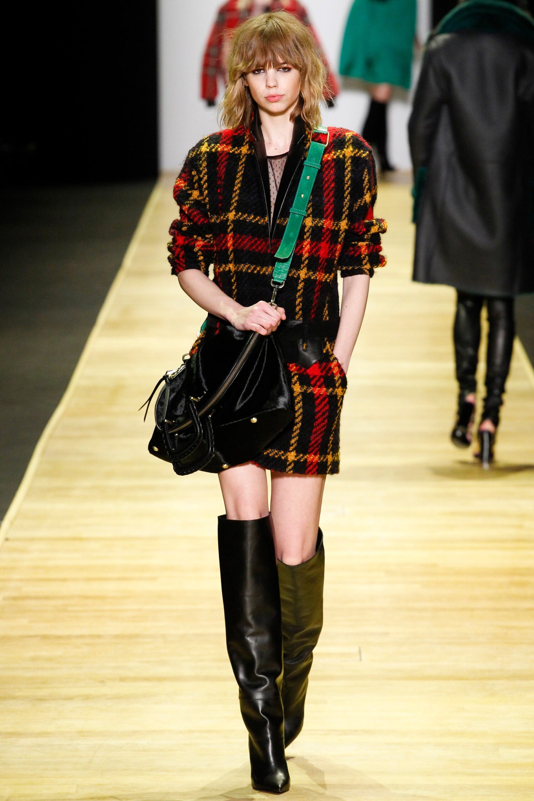 red and black checked mini dress