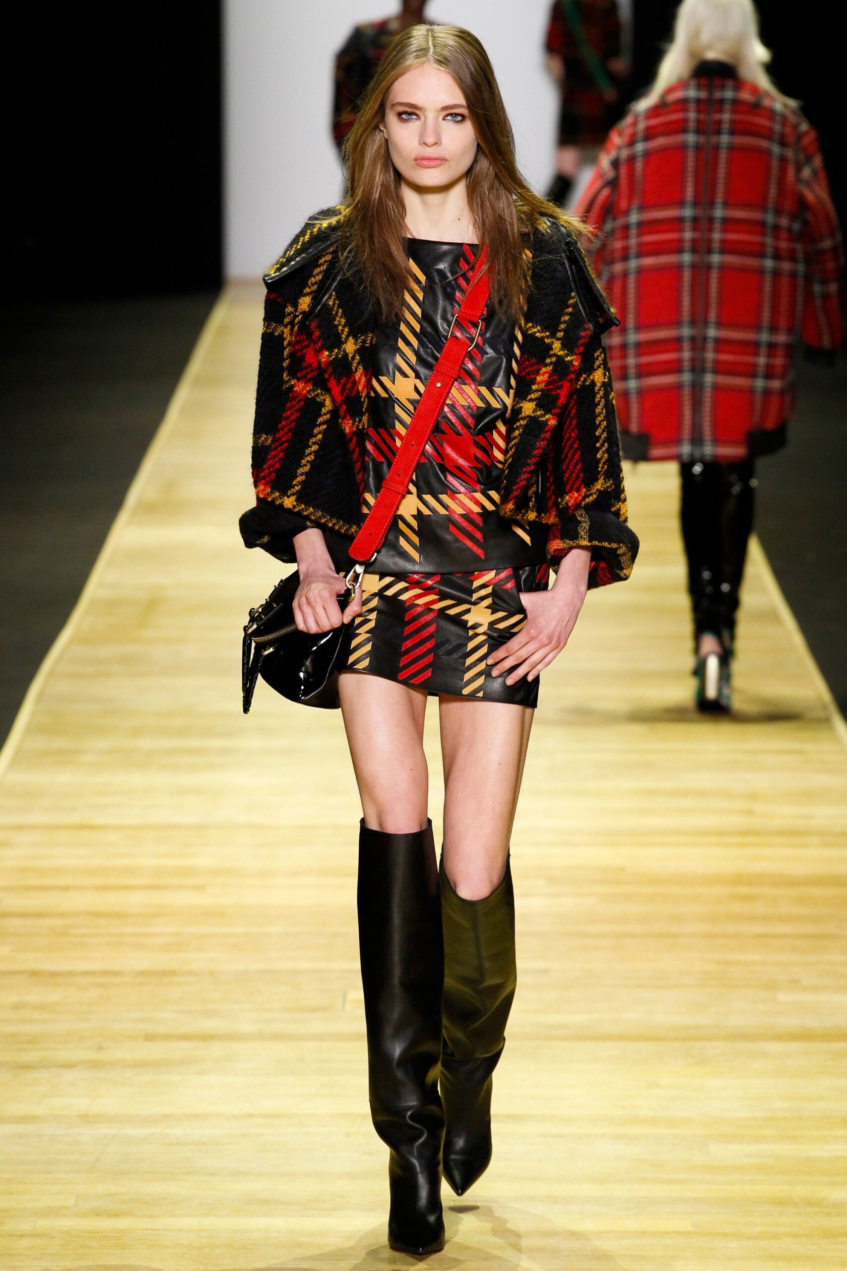 black and red mini dress with jacket