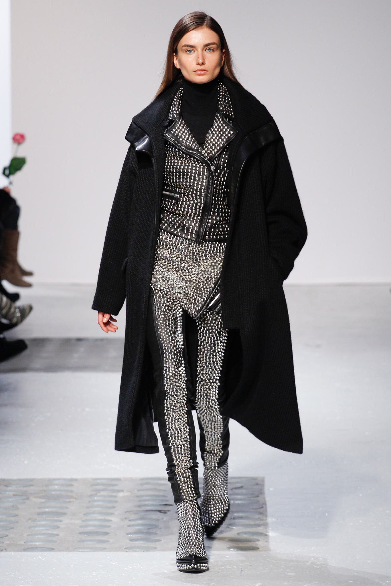 black wool coat with fitted top