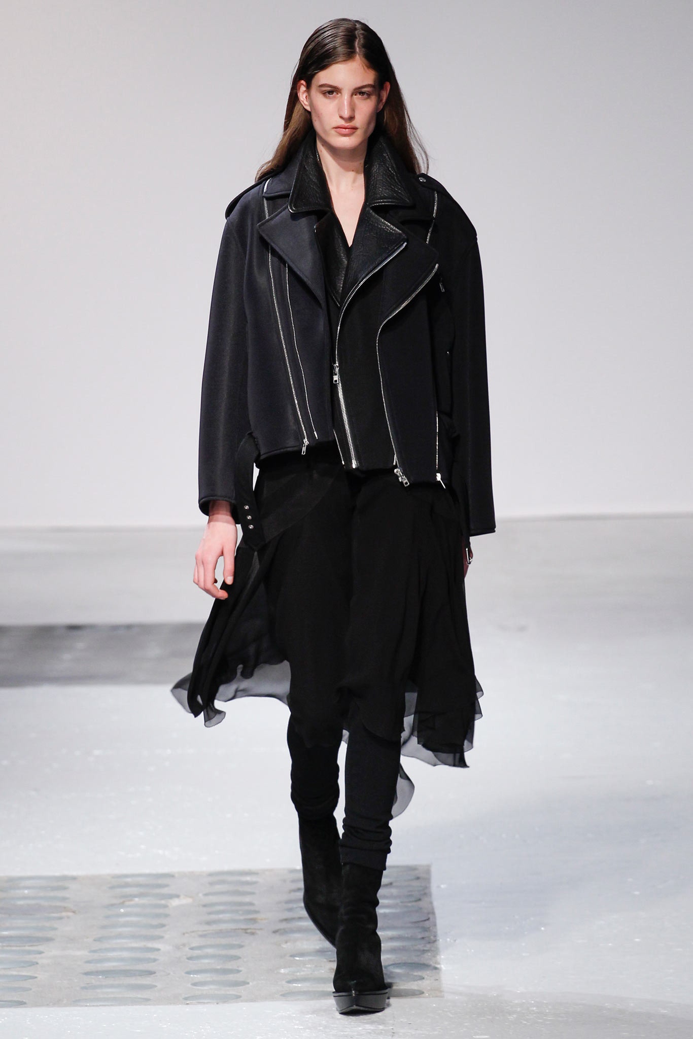 black fitted jacket and dress