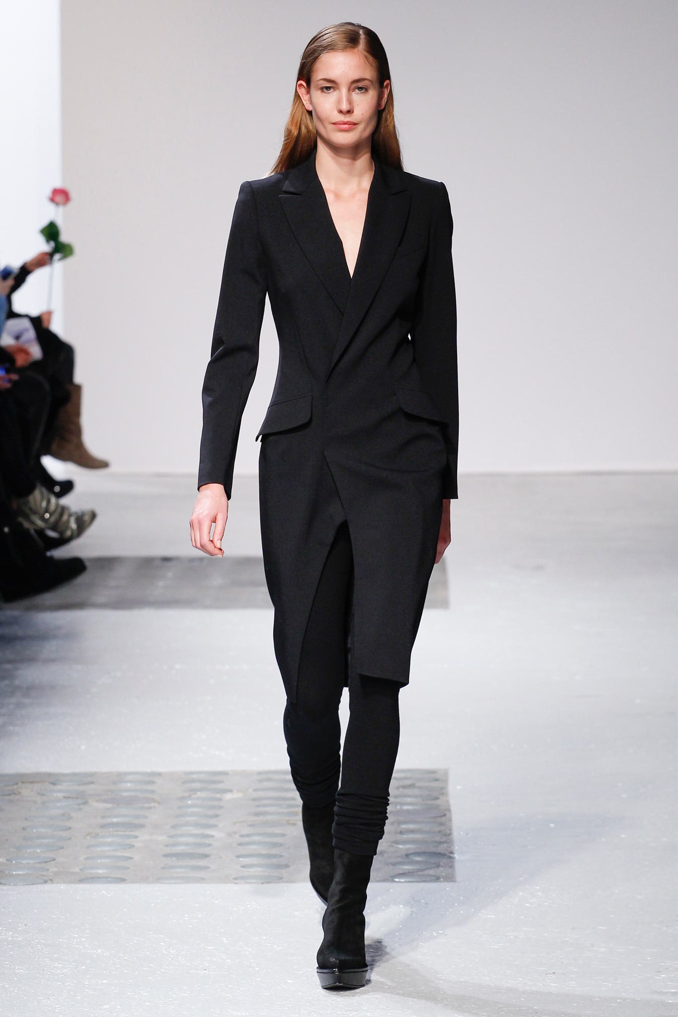 black fitted blazer and pants