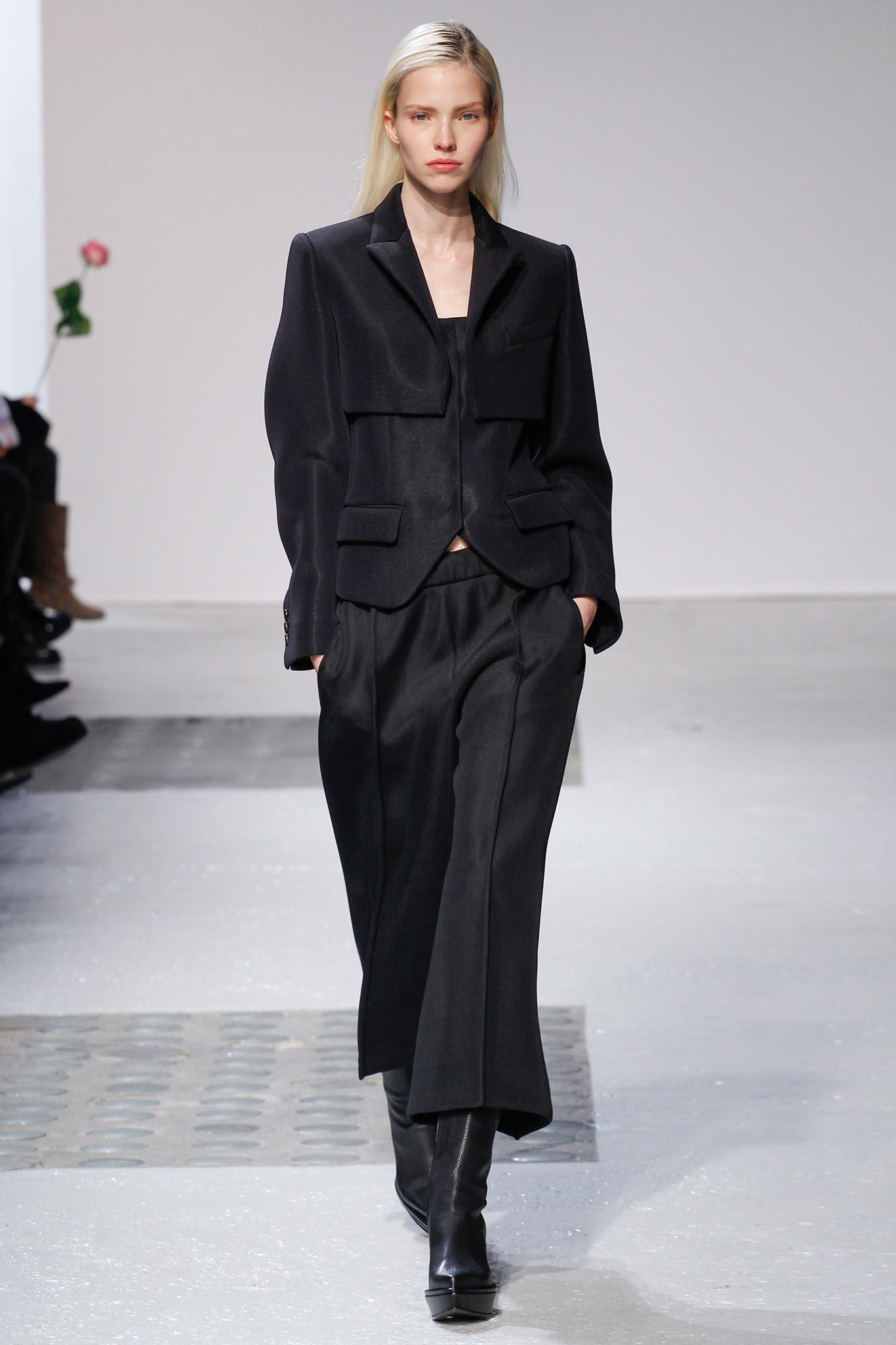 black silk blazer and pants