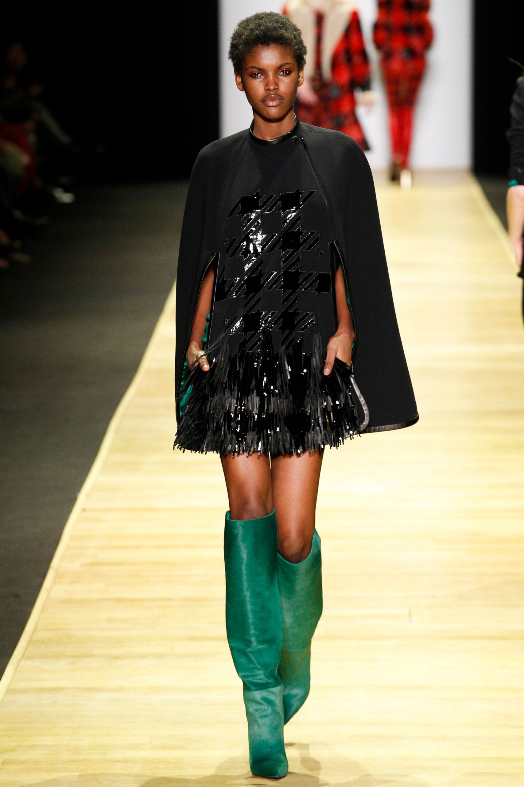 green fitted boots