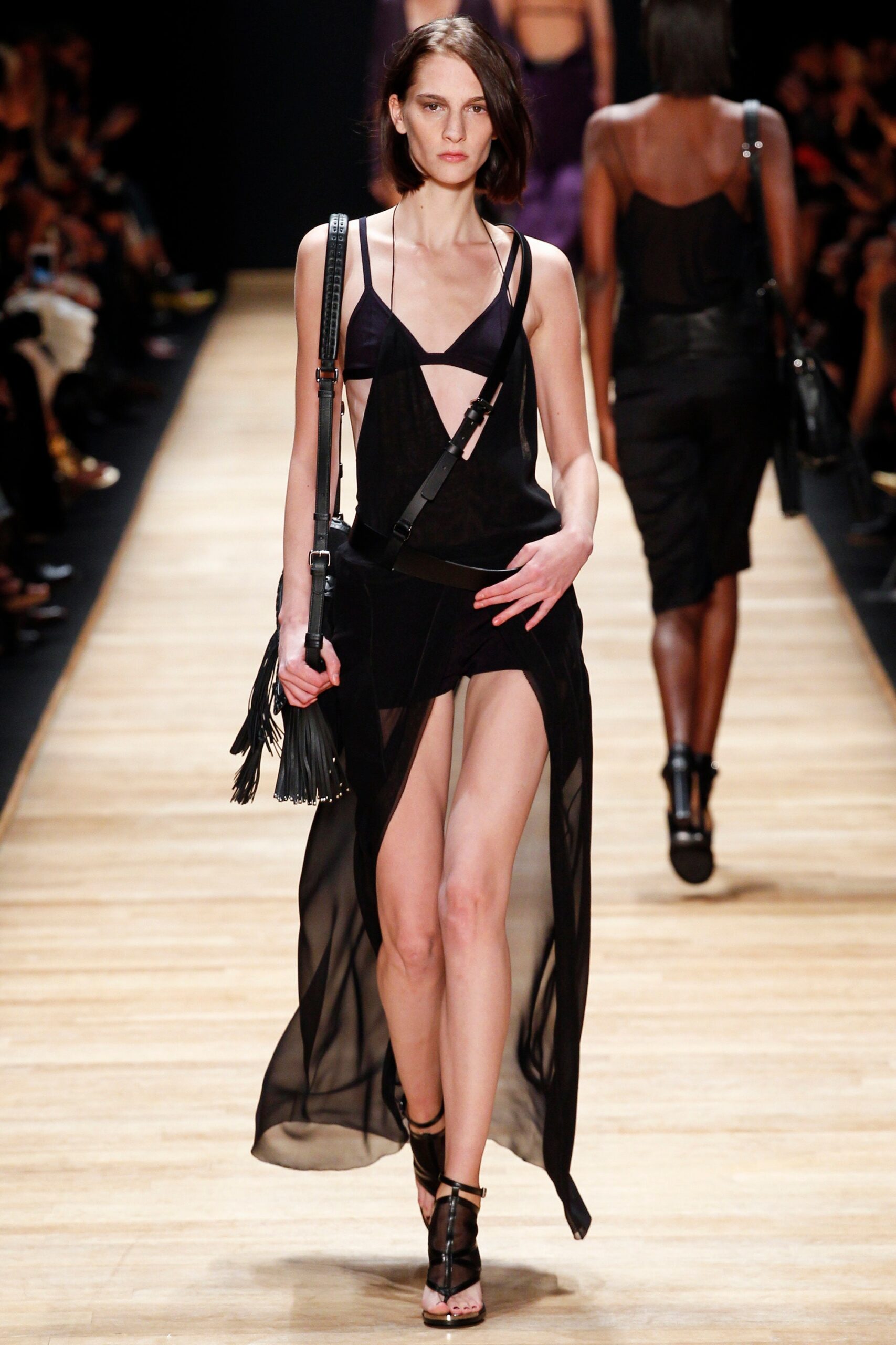 black silk sleeveless dress