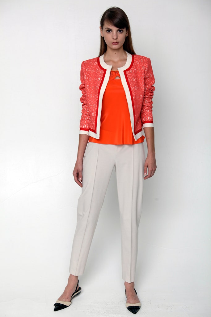 coral lace cropped jacket