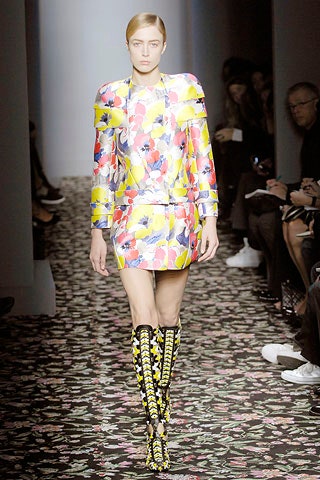 floral blazer mini-dress with boots