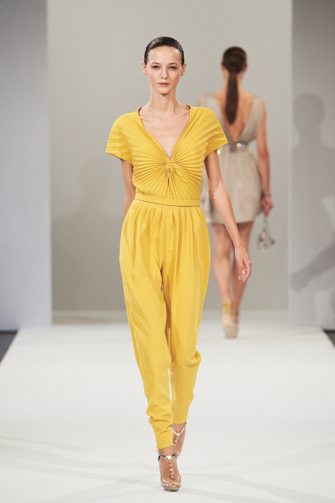 yellow fitted jumpsuit