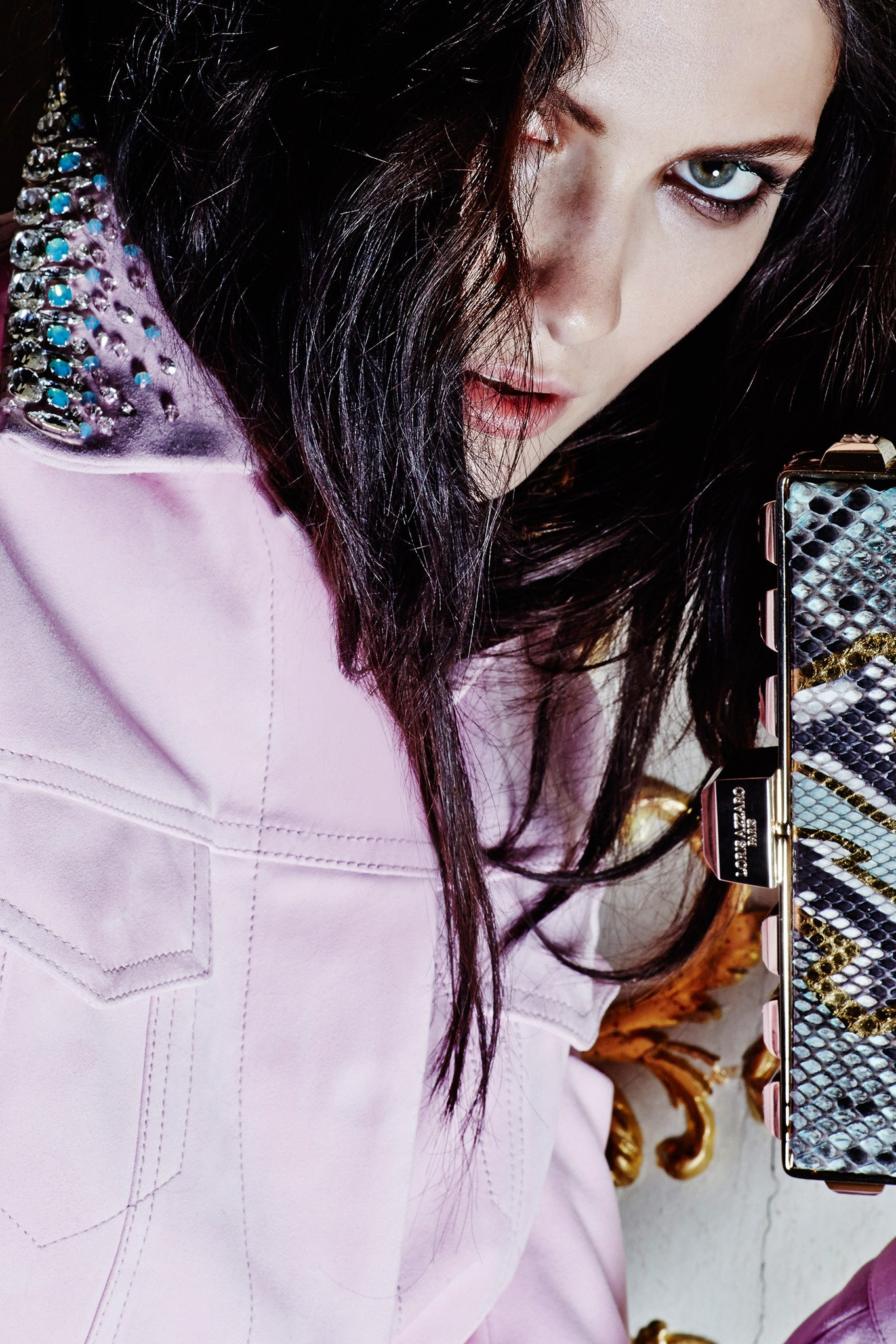 fitted pink leather jacket