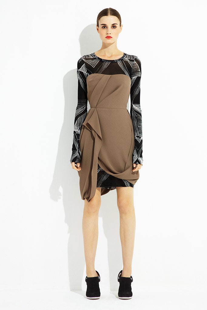 brown silk fitted dress