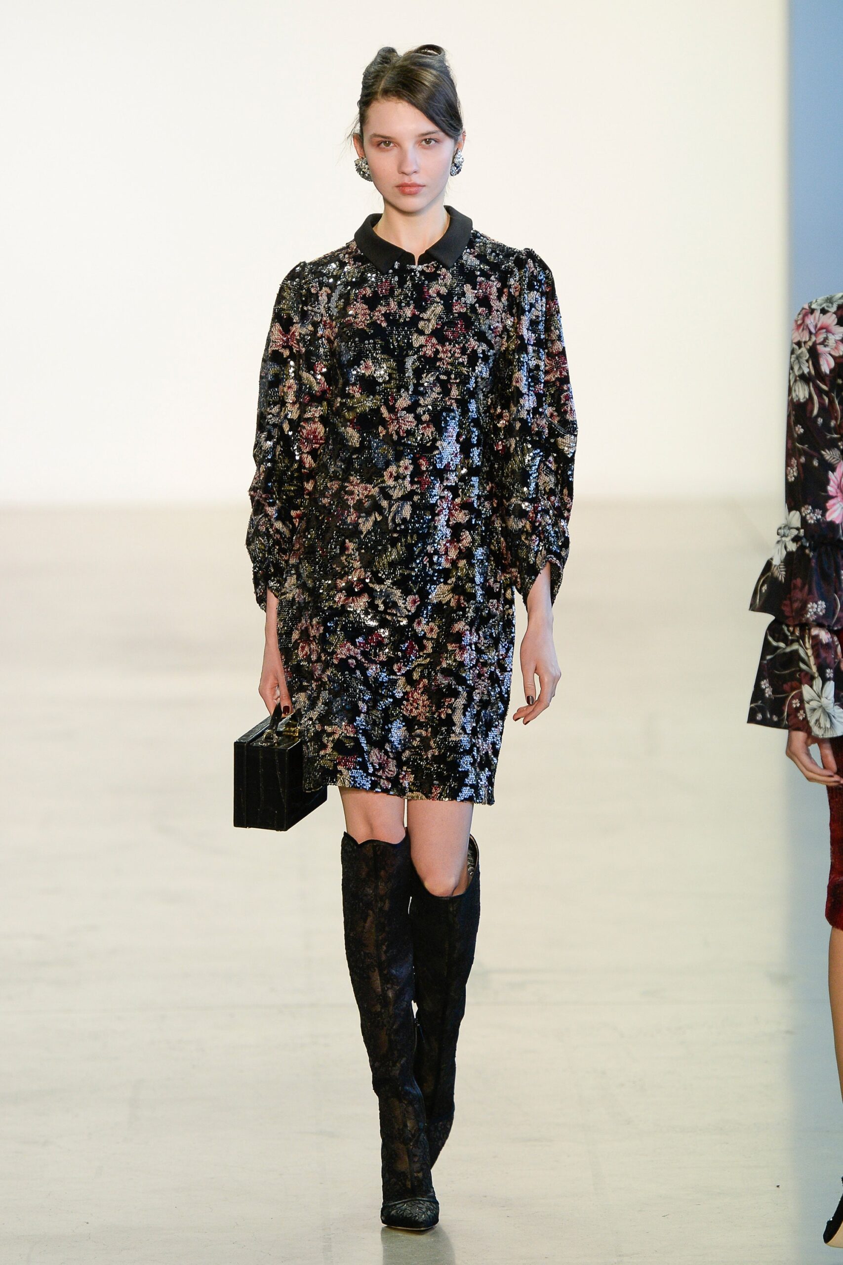 black floral velvet dress