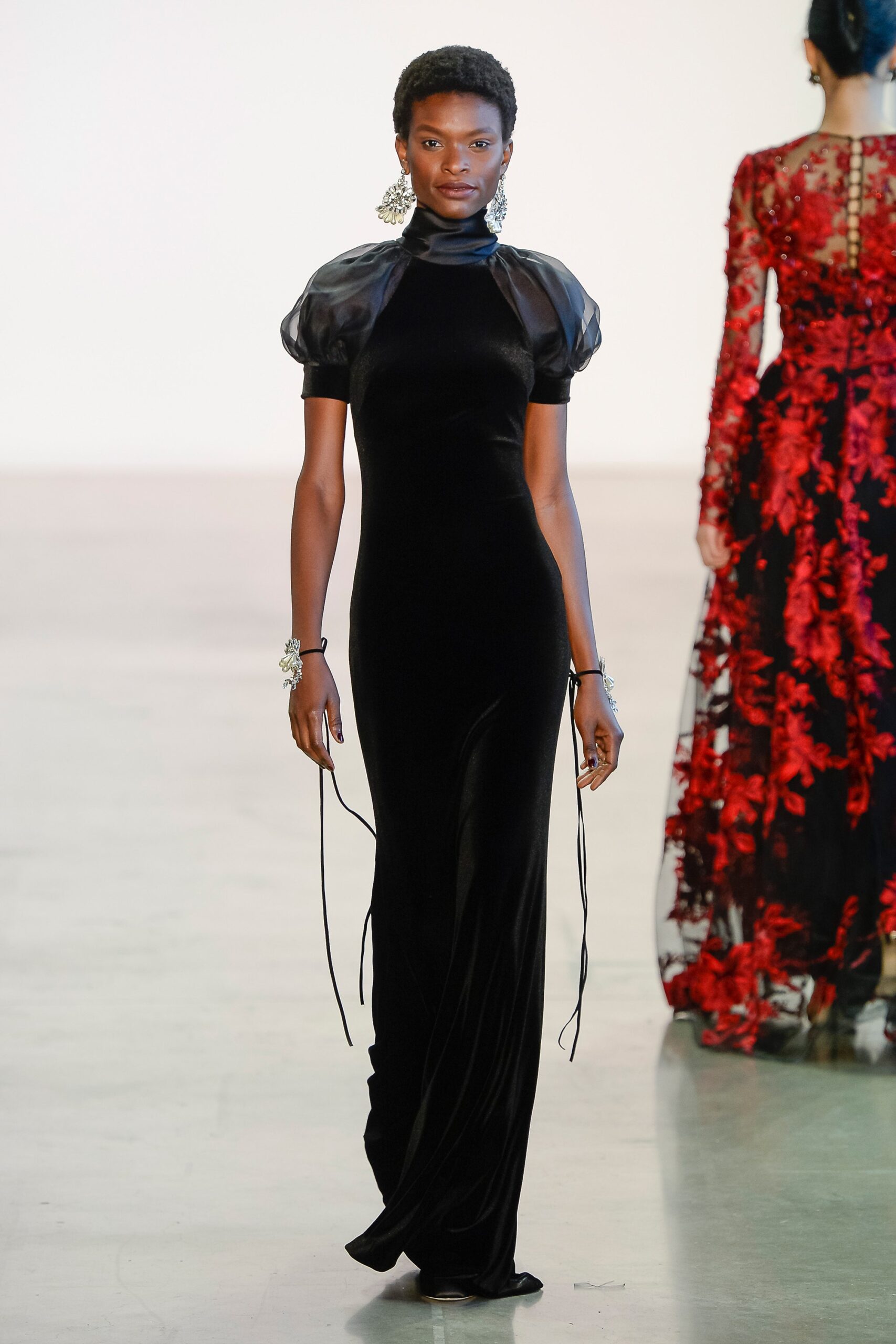 black velvet fitted gown