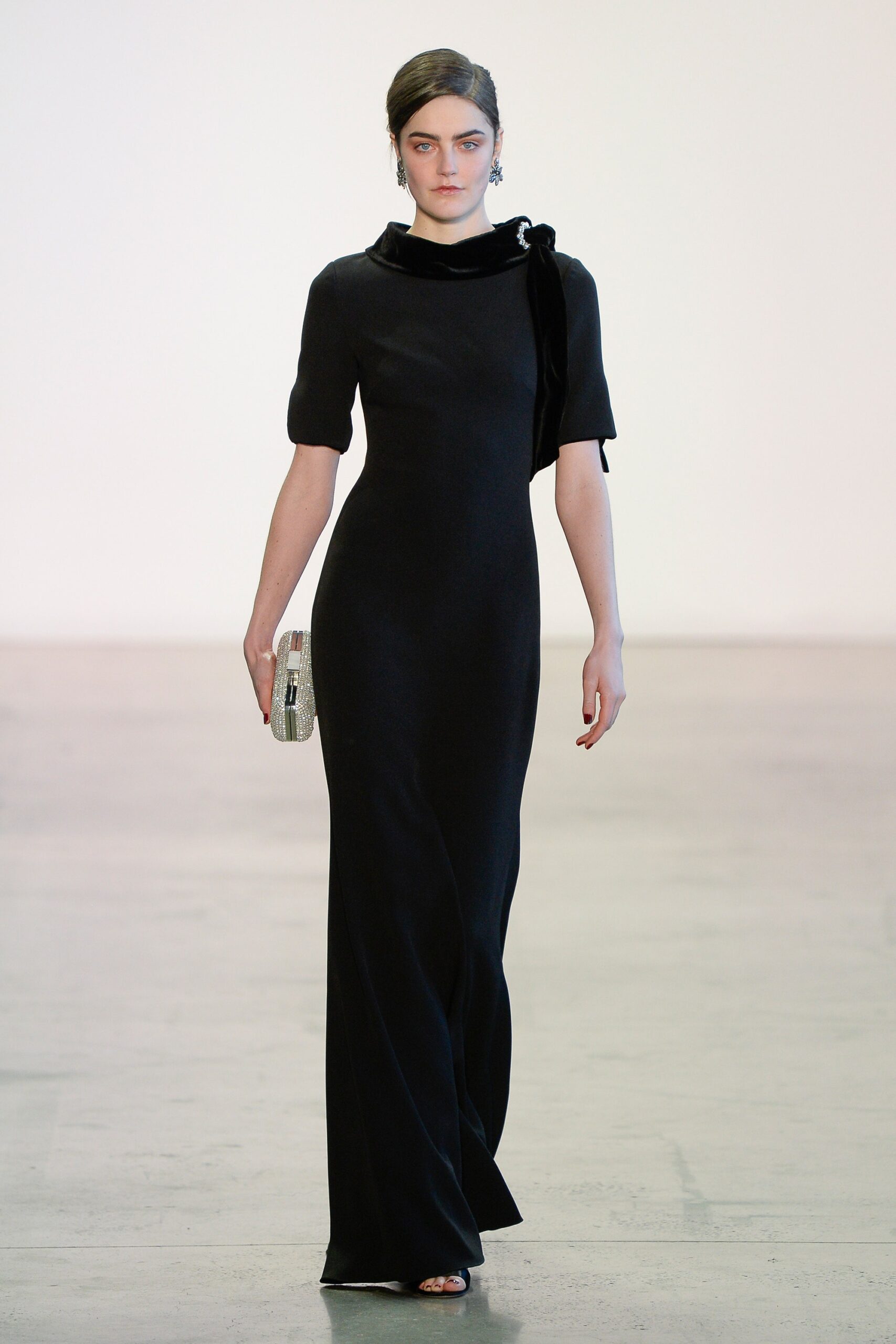 black silk fitted gown