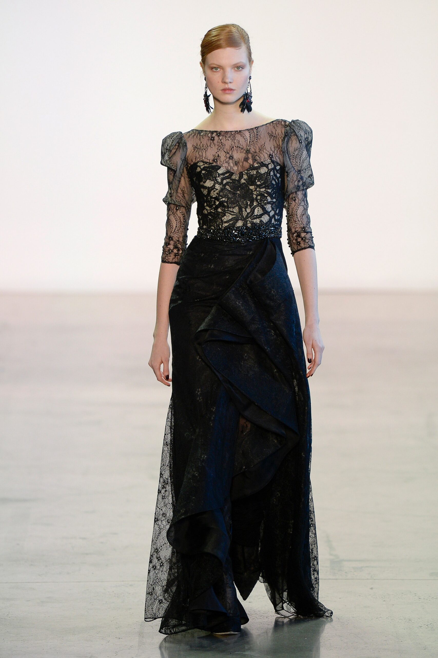 black lace fitted gown