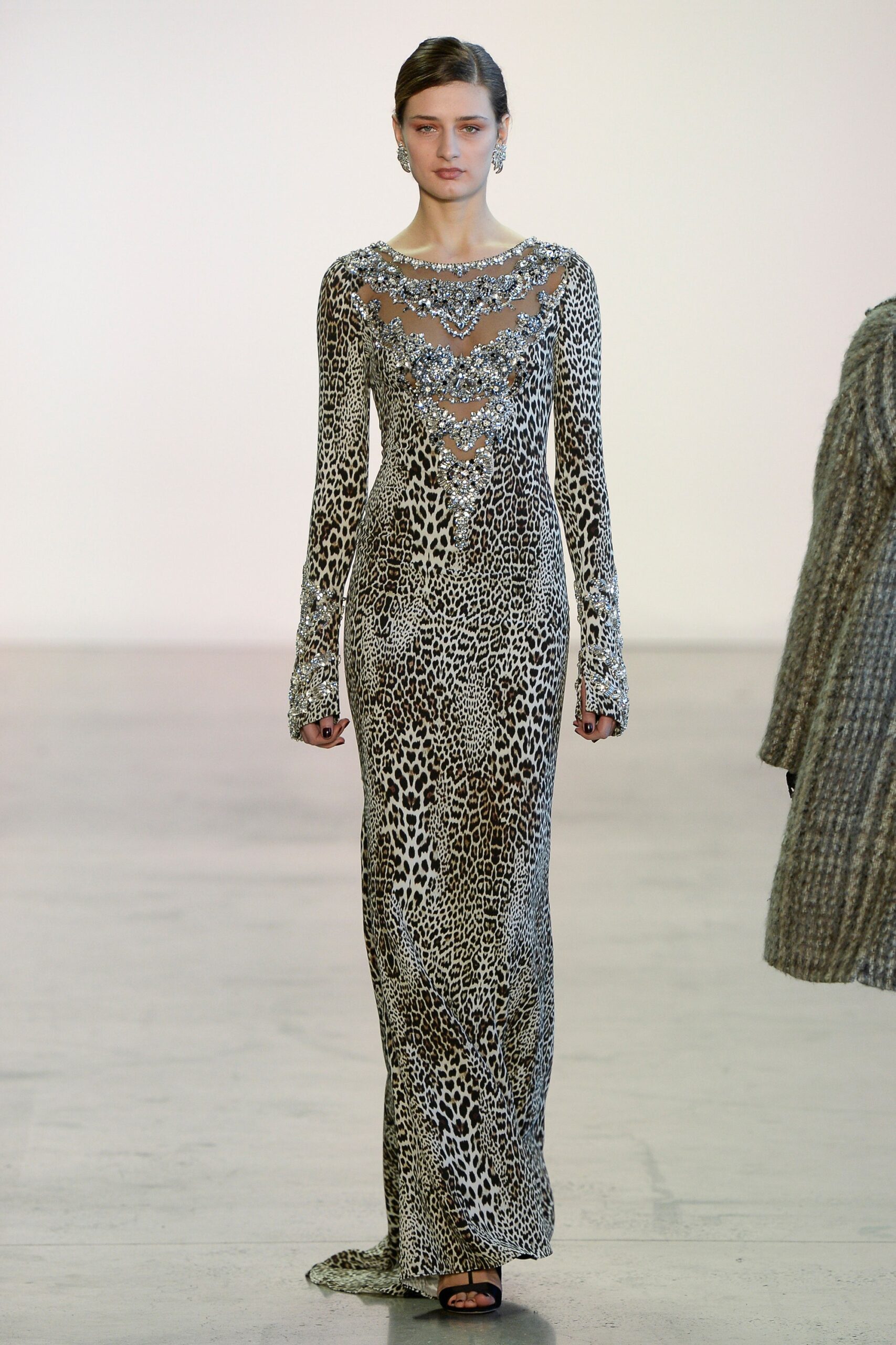 black and white embellished gown