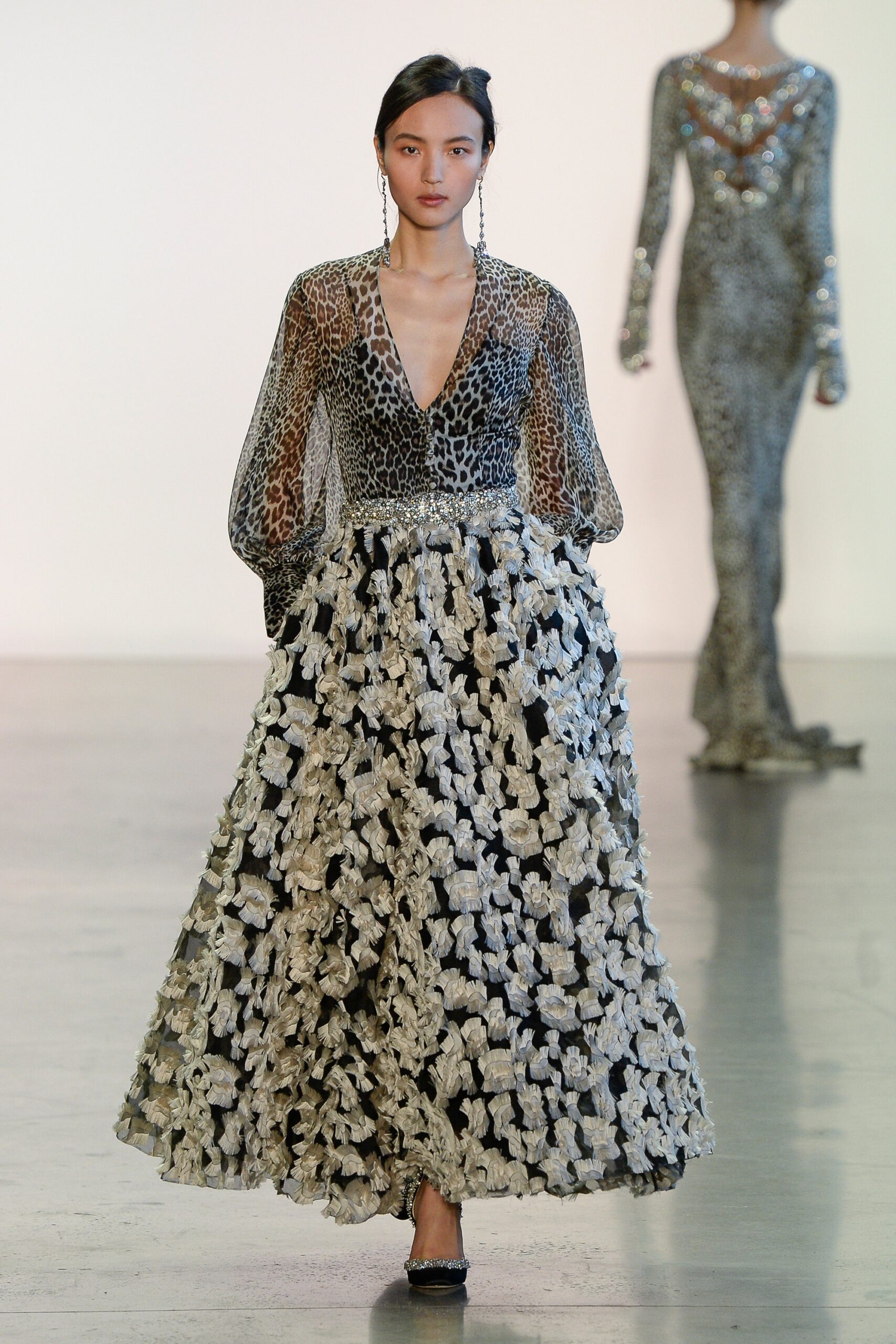 black and beige pleated maxi dress