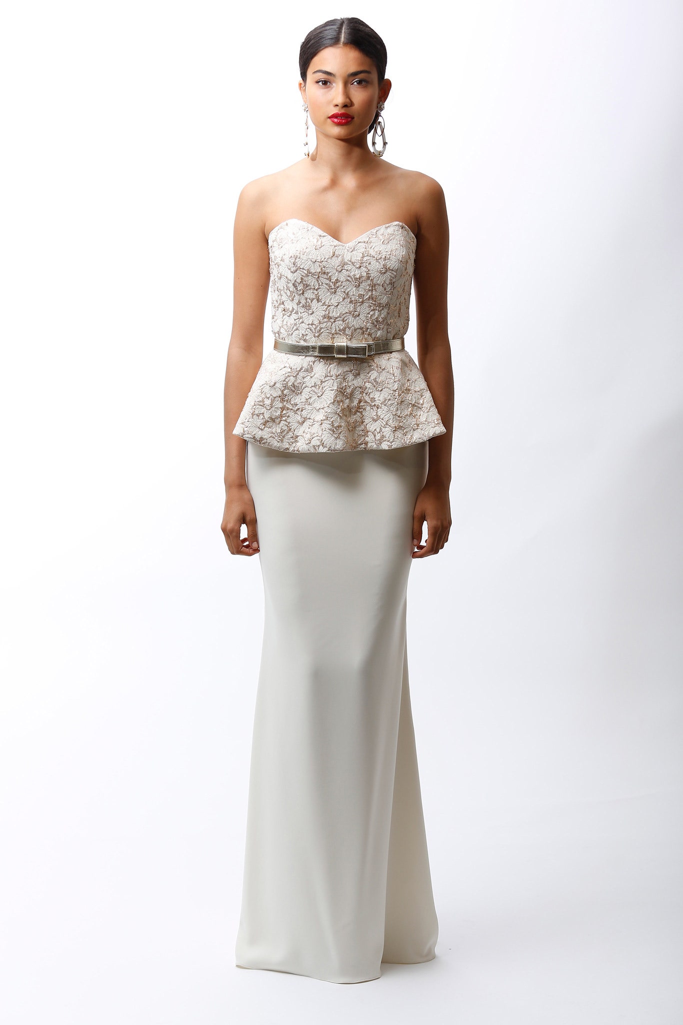 ivory lace strapless gown