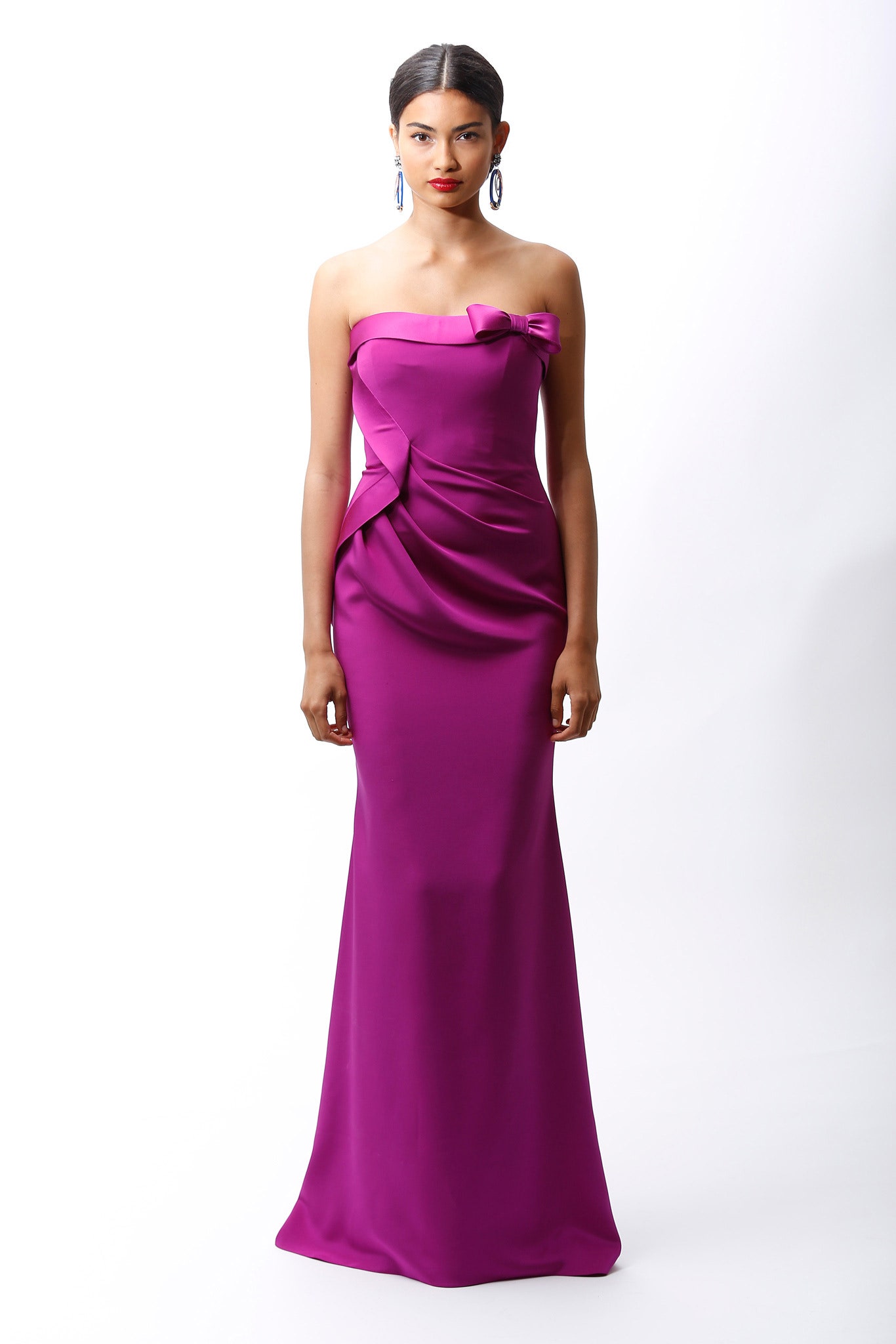 fitted purple silk gown