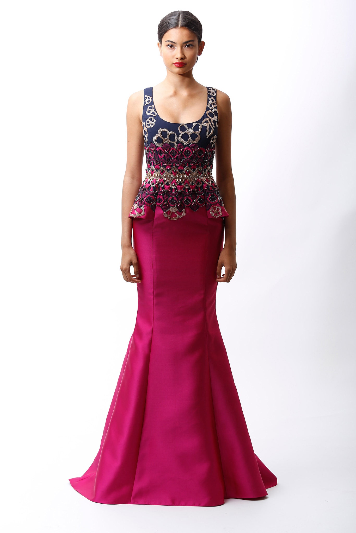 pink silk sleeveless gown