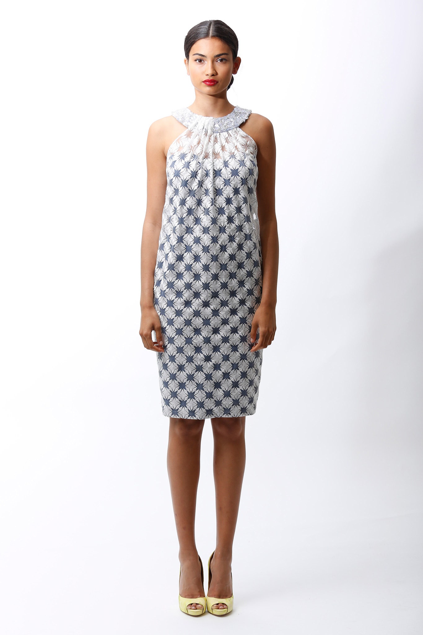 printed sleeveless mini dress