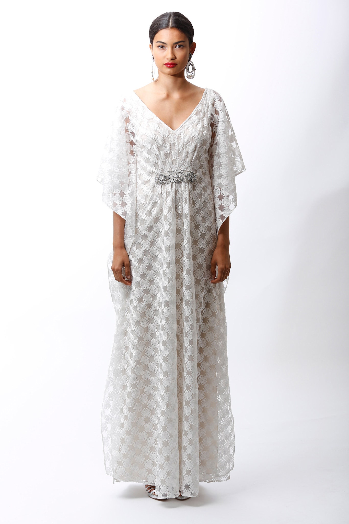 white embroidered maxi gown