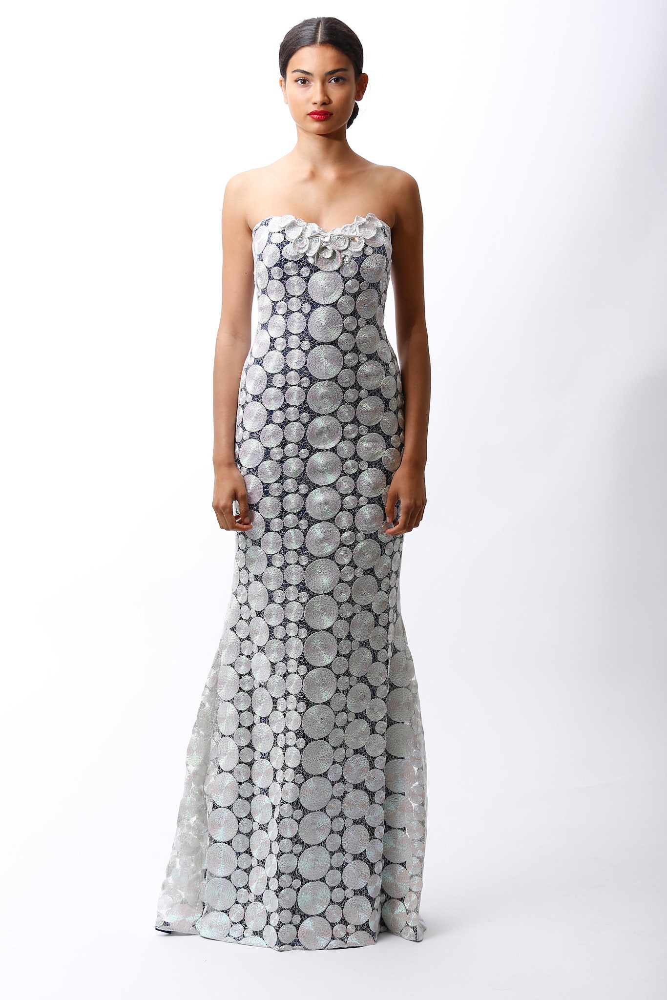 black and white embellished gown