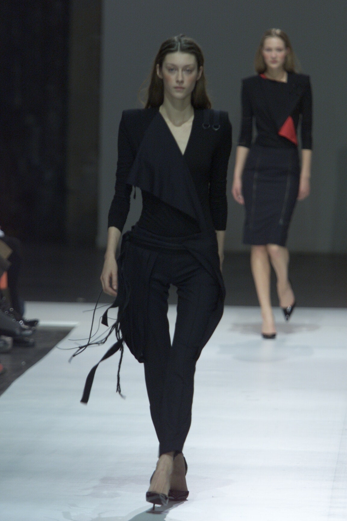 black fitted top and pants