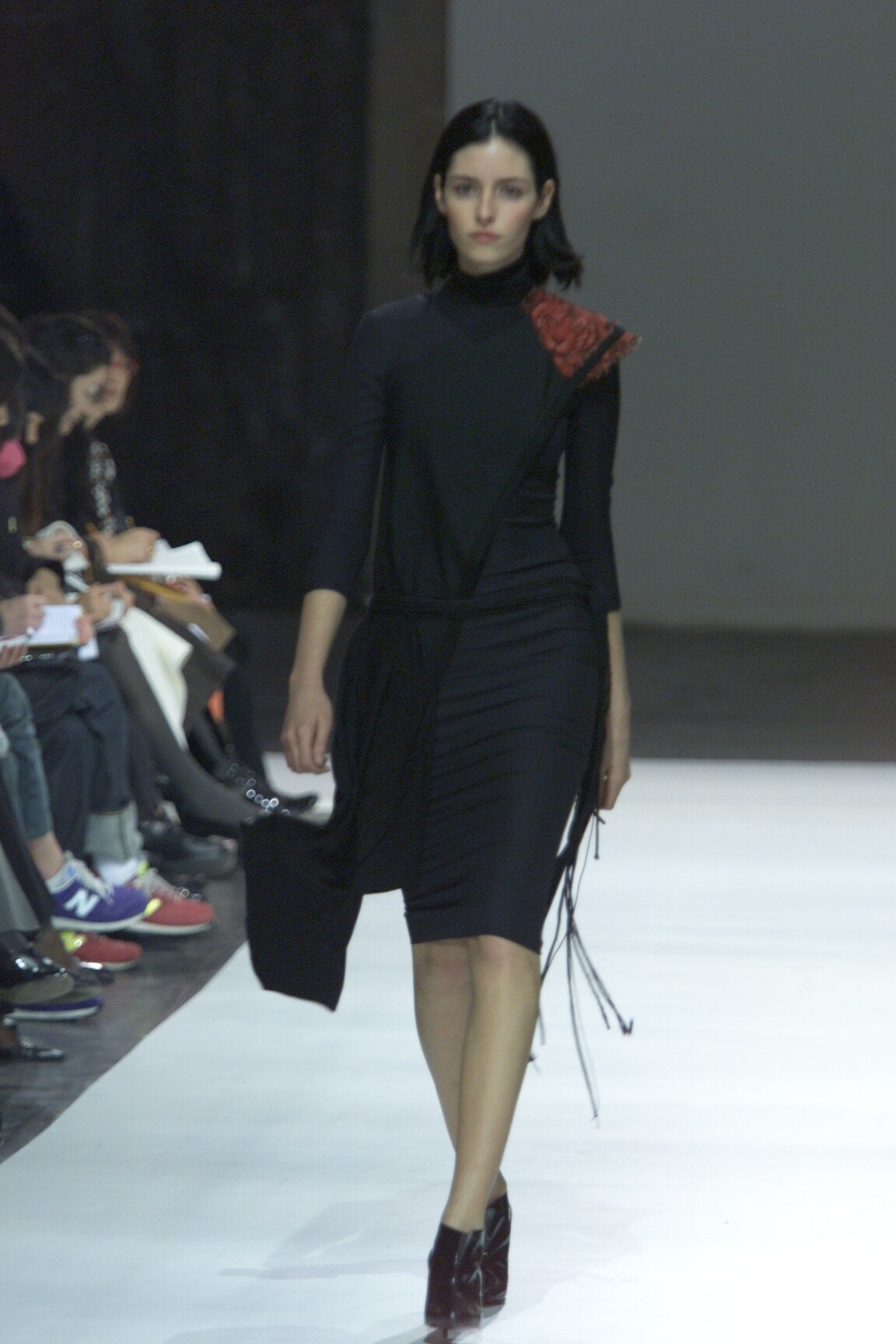 black fitted long-sleeve dress