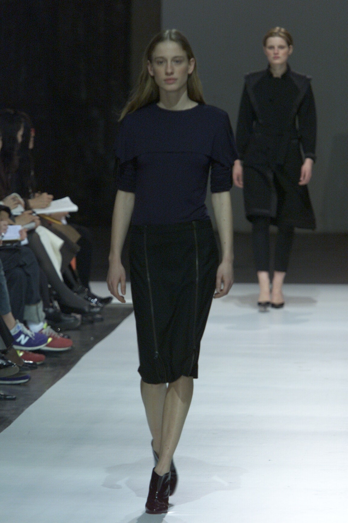 black fitted top and pencil skirt