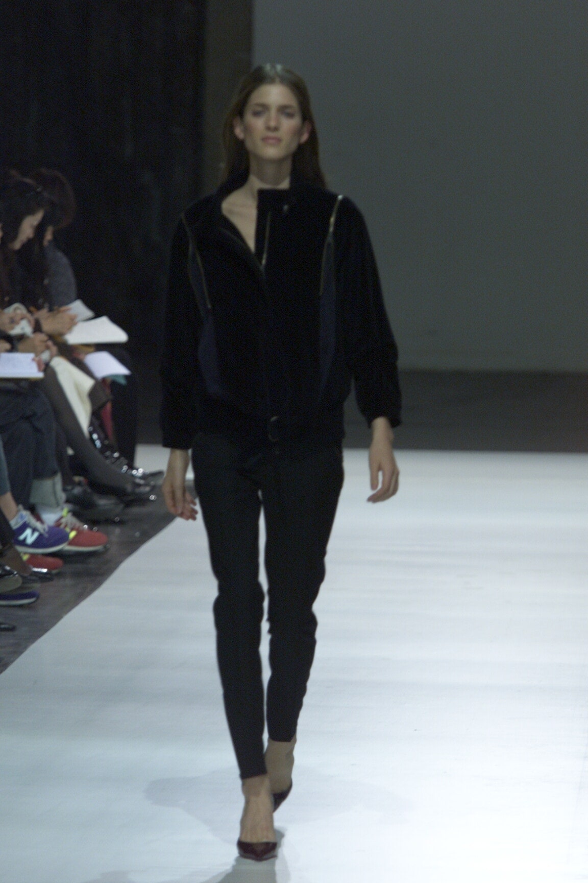 black velvet jacket and slim pants
