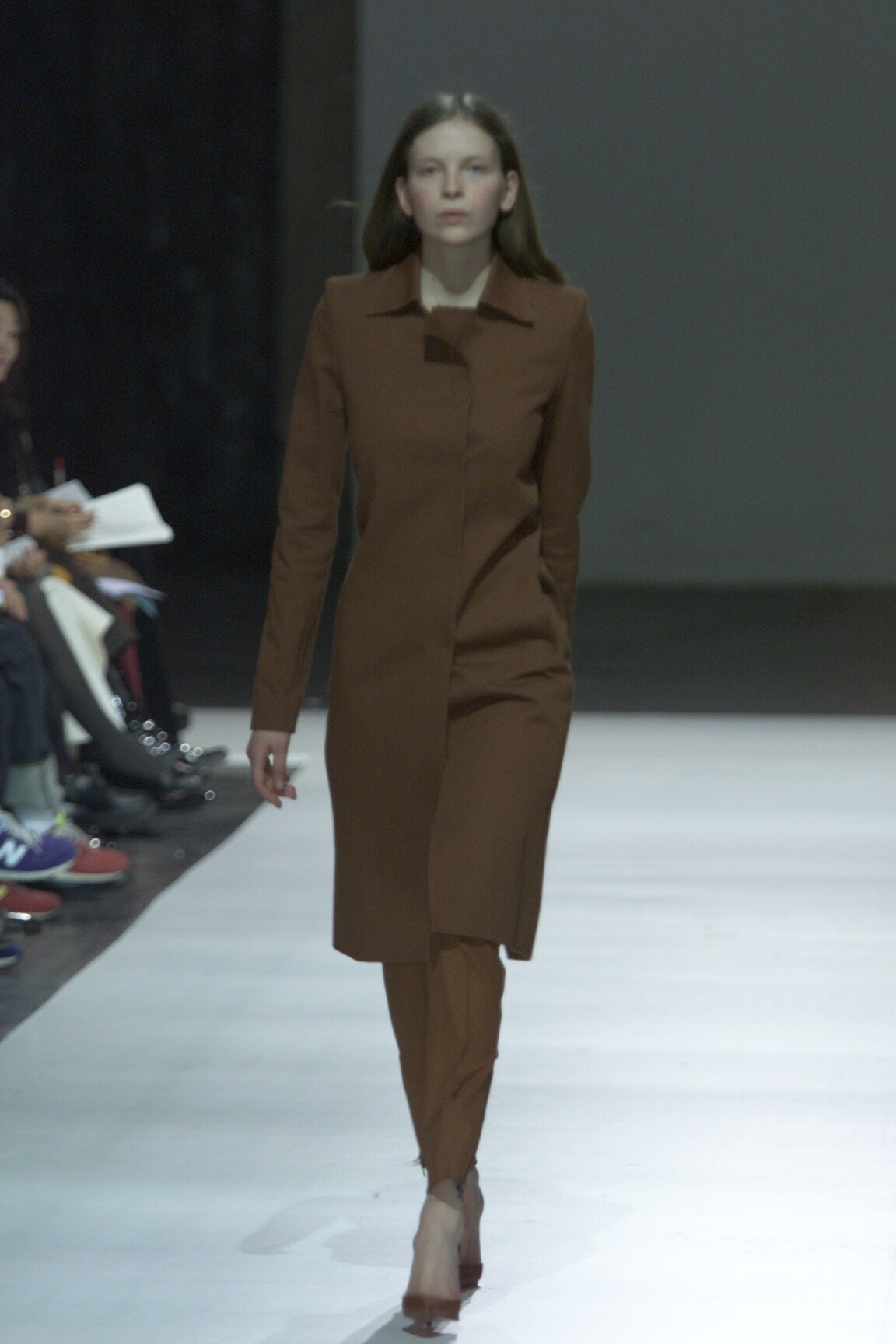 brown fitted midi dress with pants