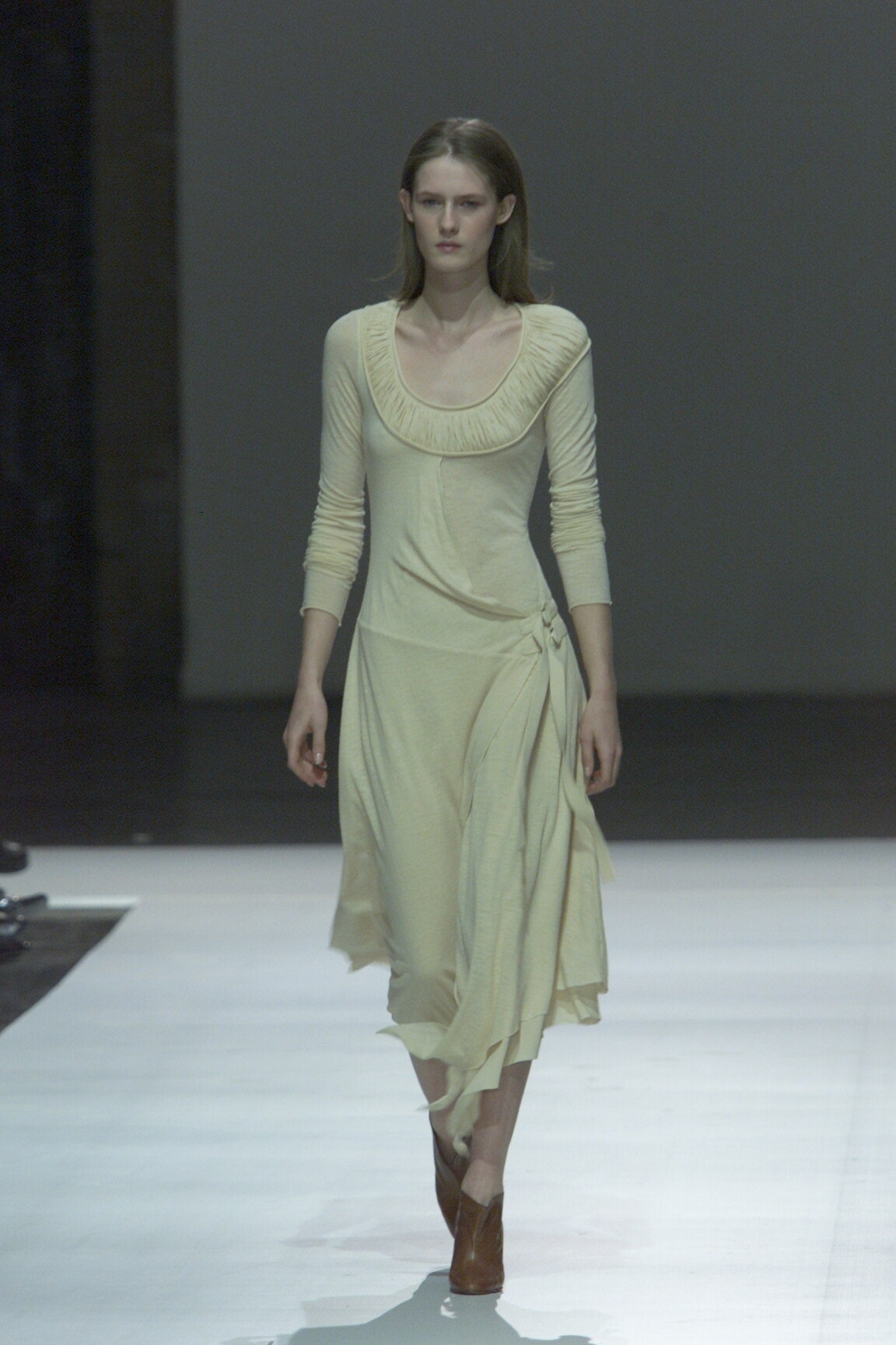 fitted beige cotton dress
