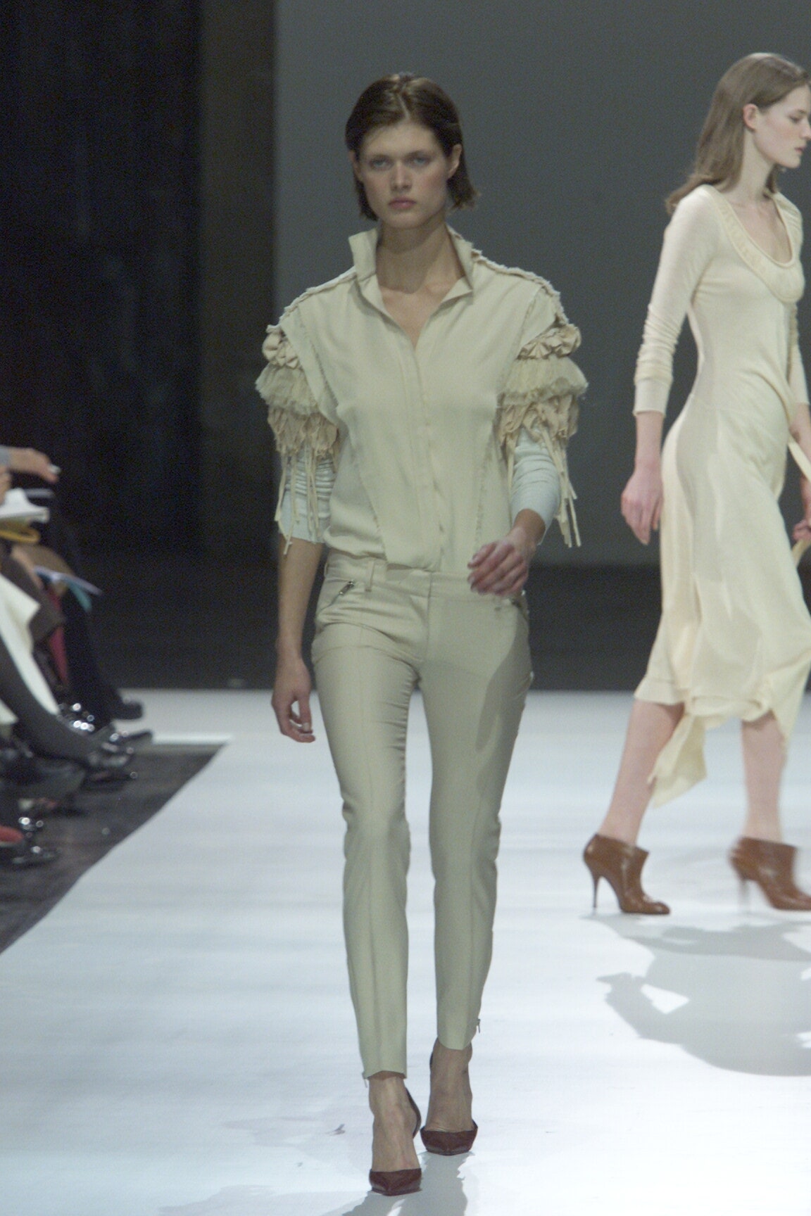 beige fitted shirt and pants