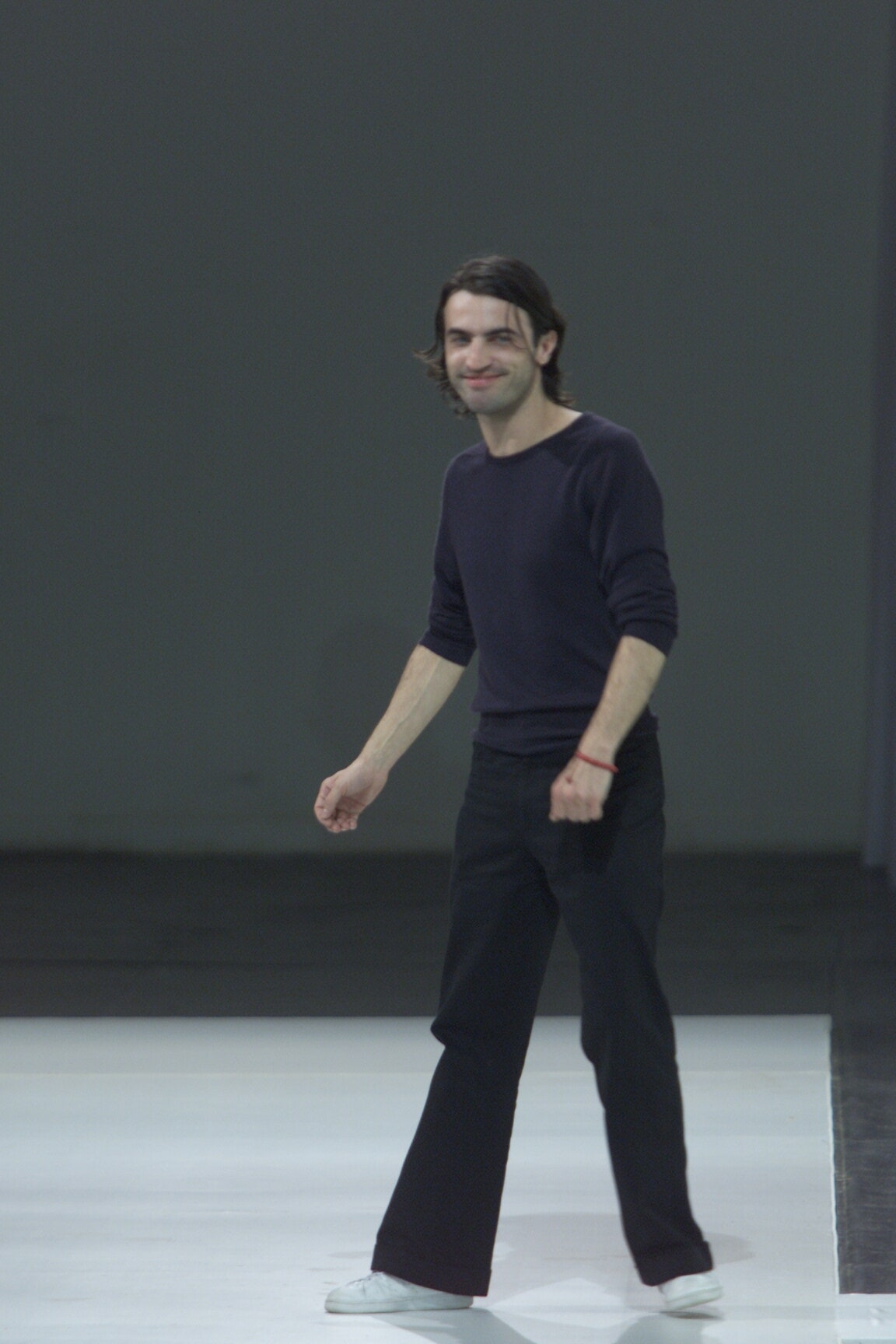 black fitted top with relaxed pants