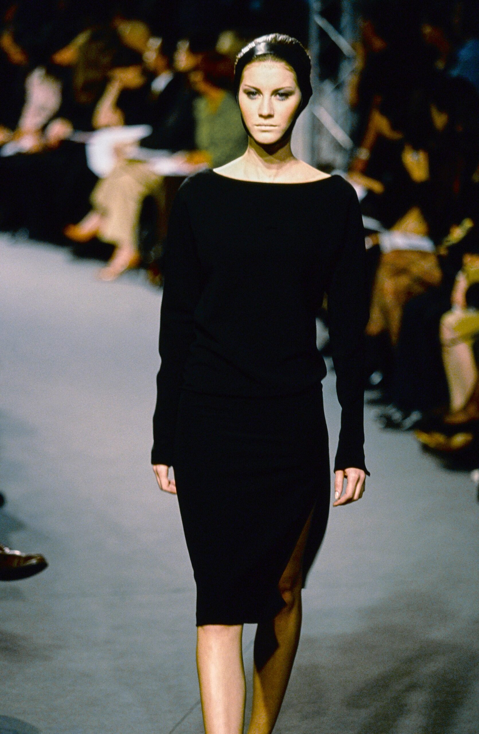 black fitted midi dress