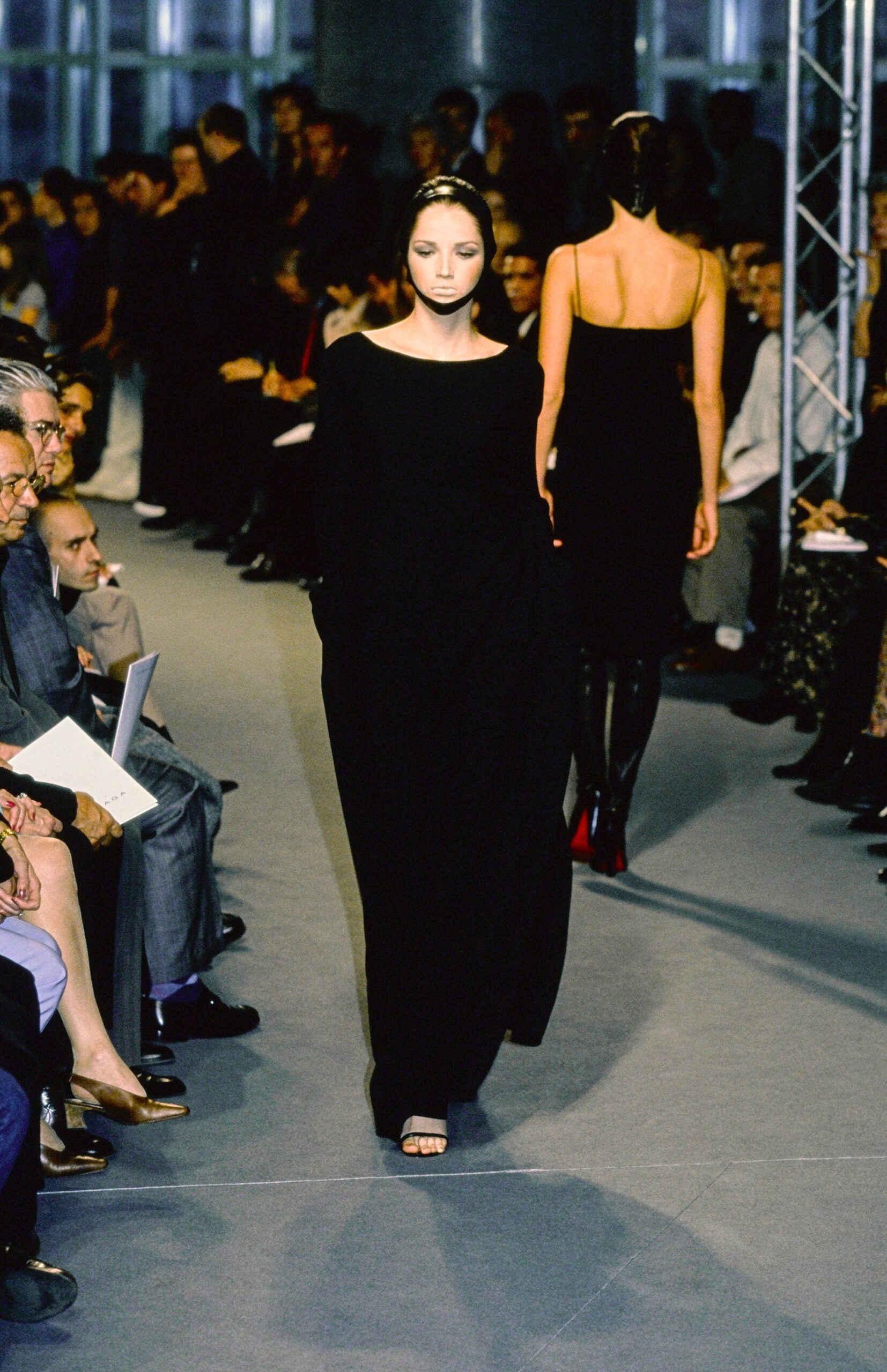black silk fitted gown and dress
