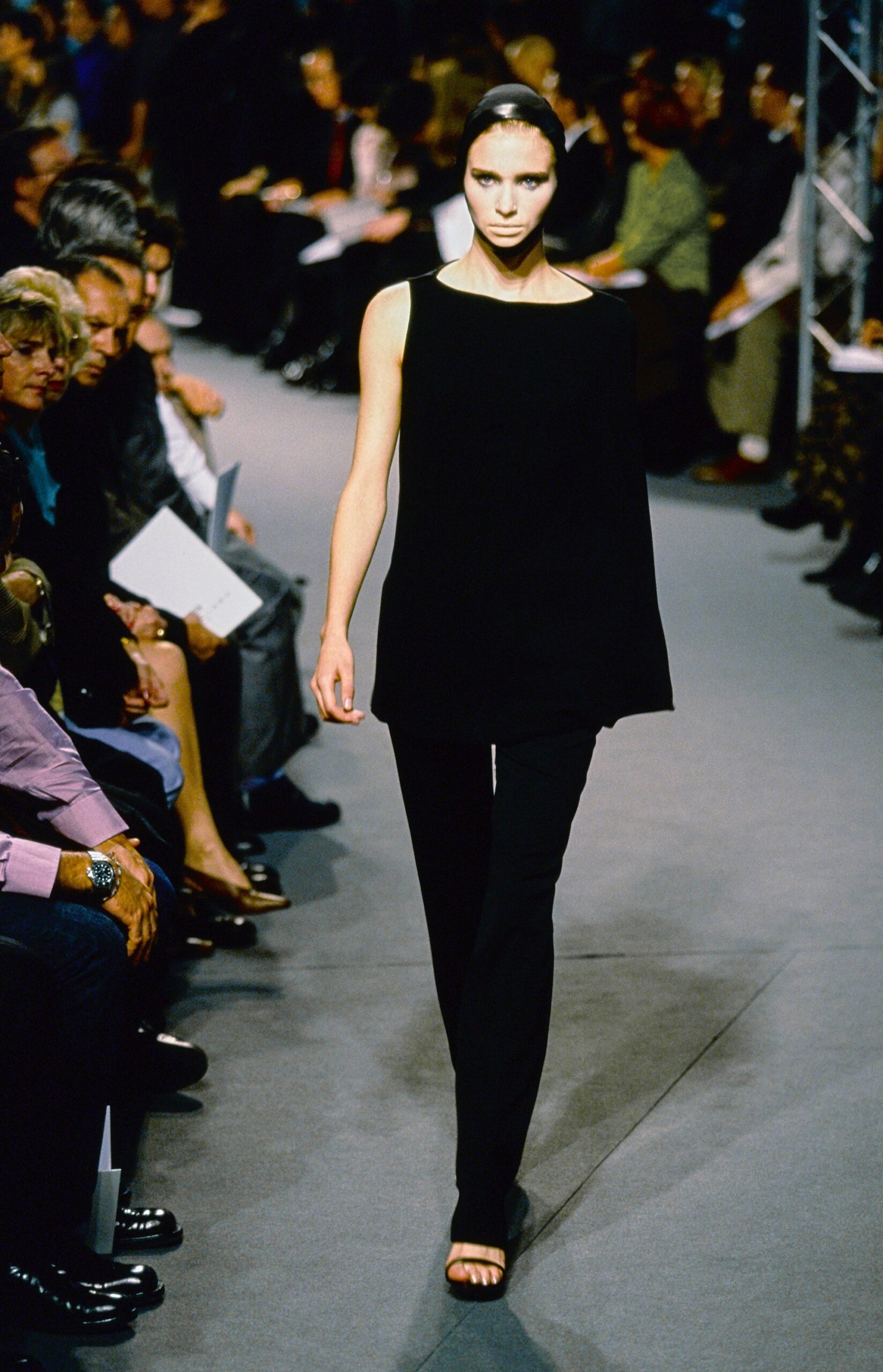 black relaxed top with fitted pants