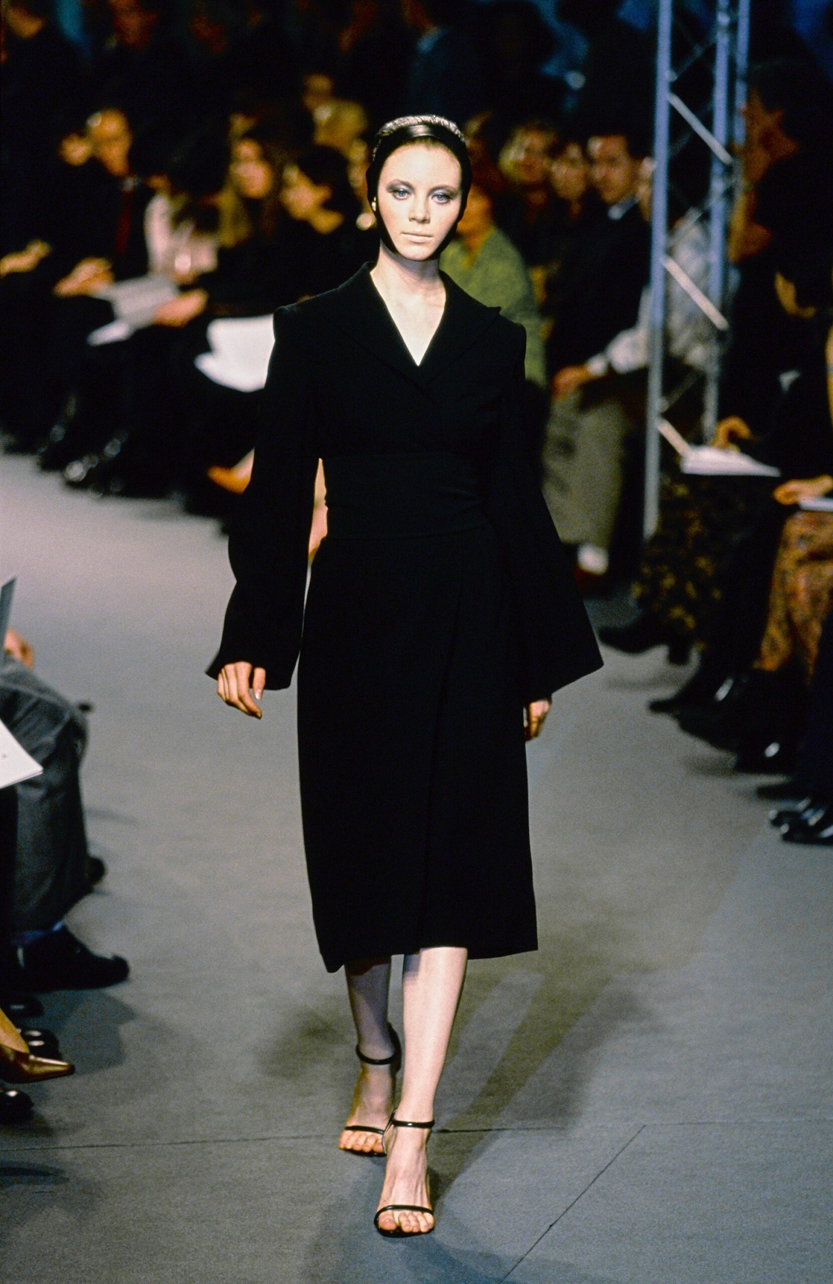 black silk fitted dress