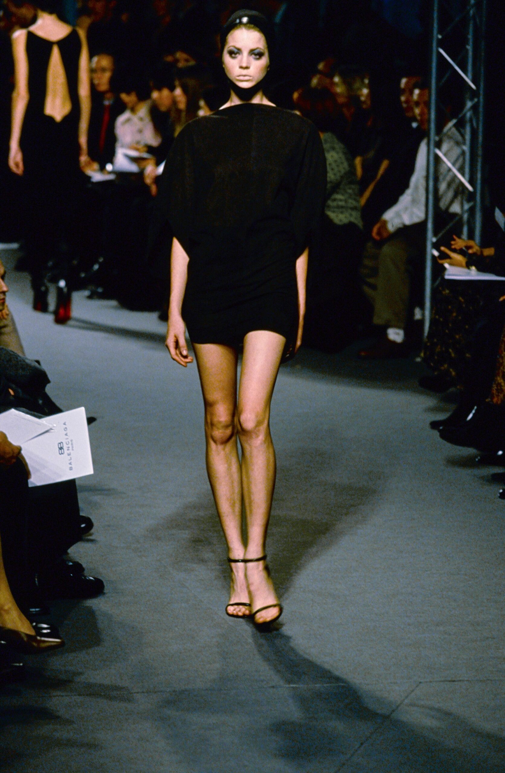 black silk sleeveless mini dress