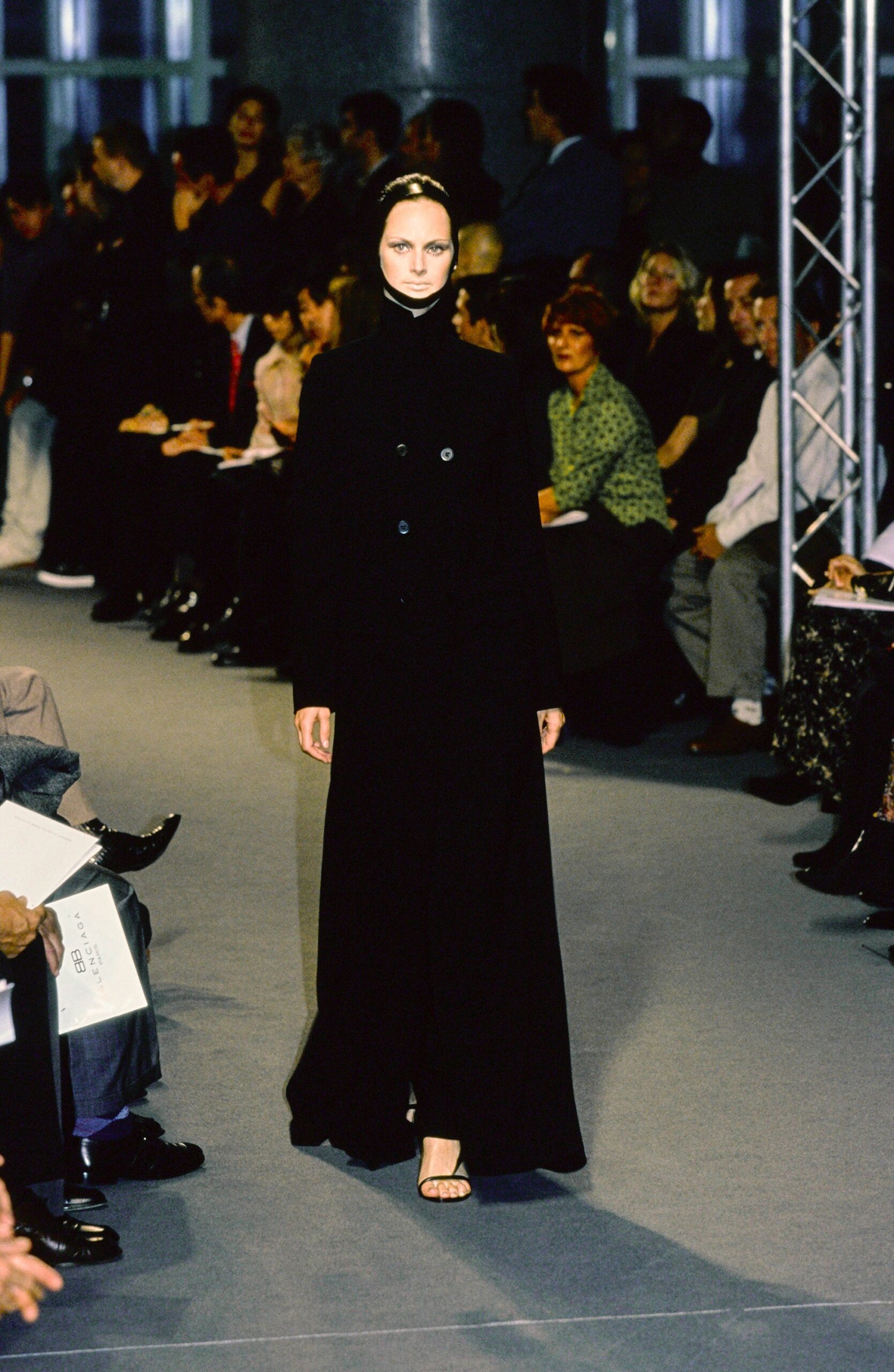 black fitted wool coat