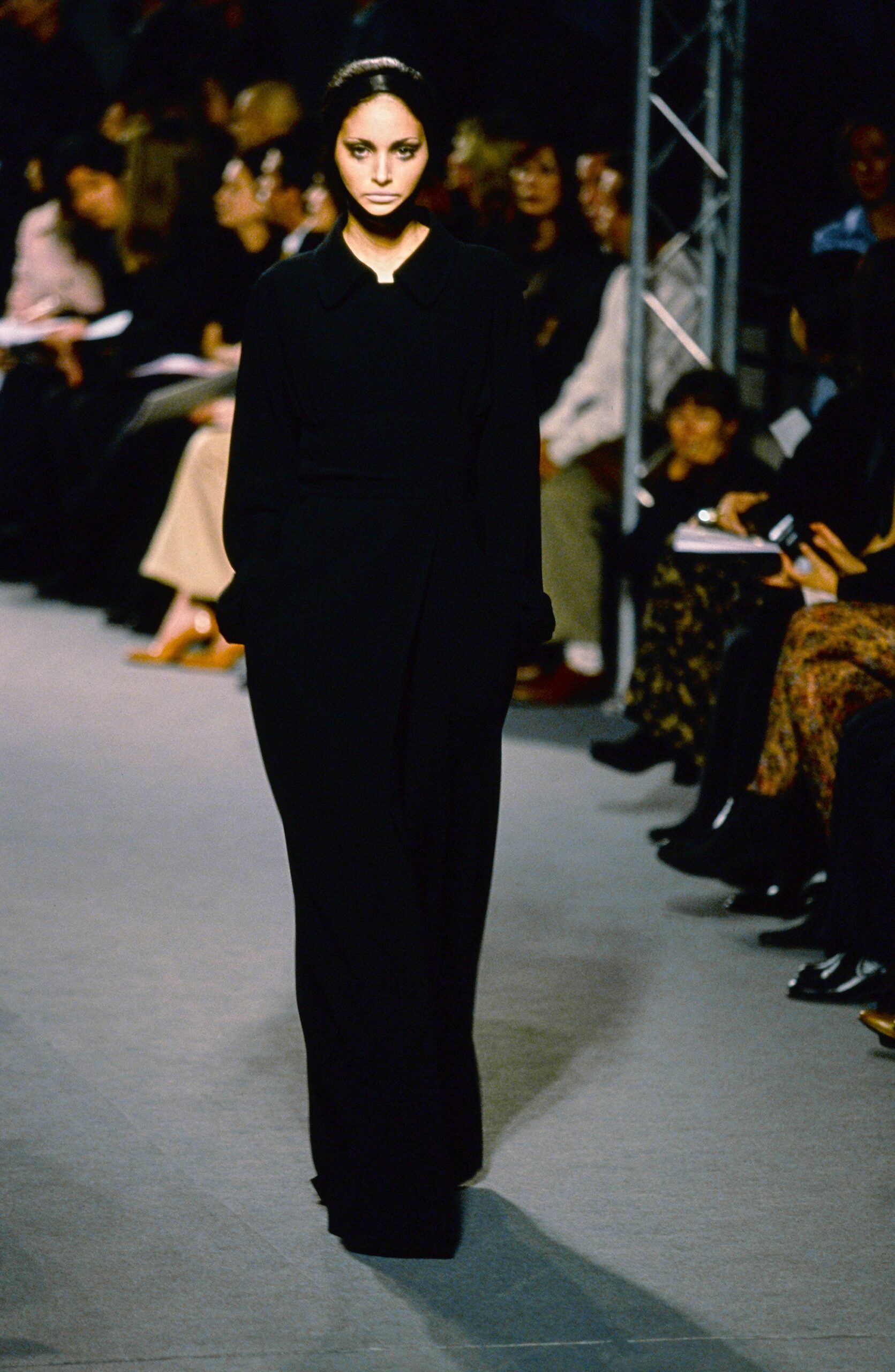 black fitted long-sleeve dress