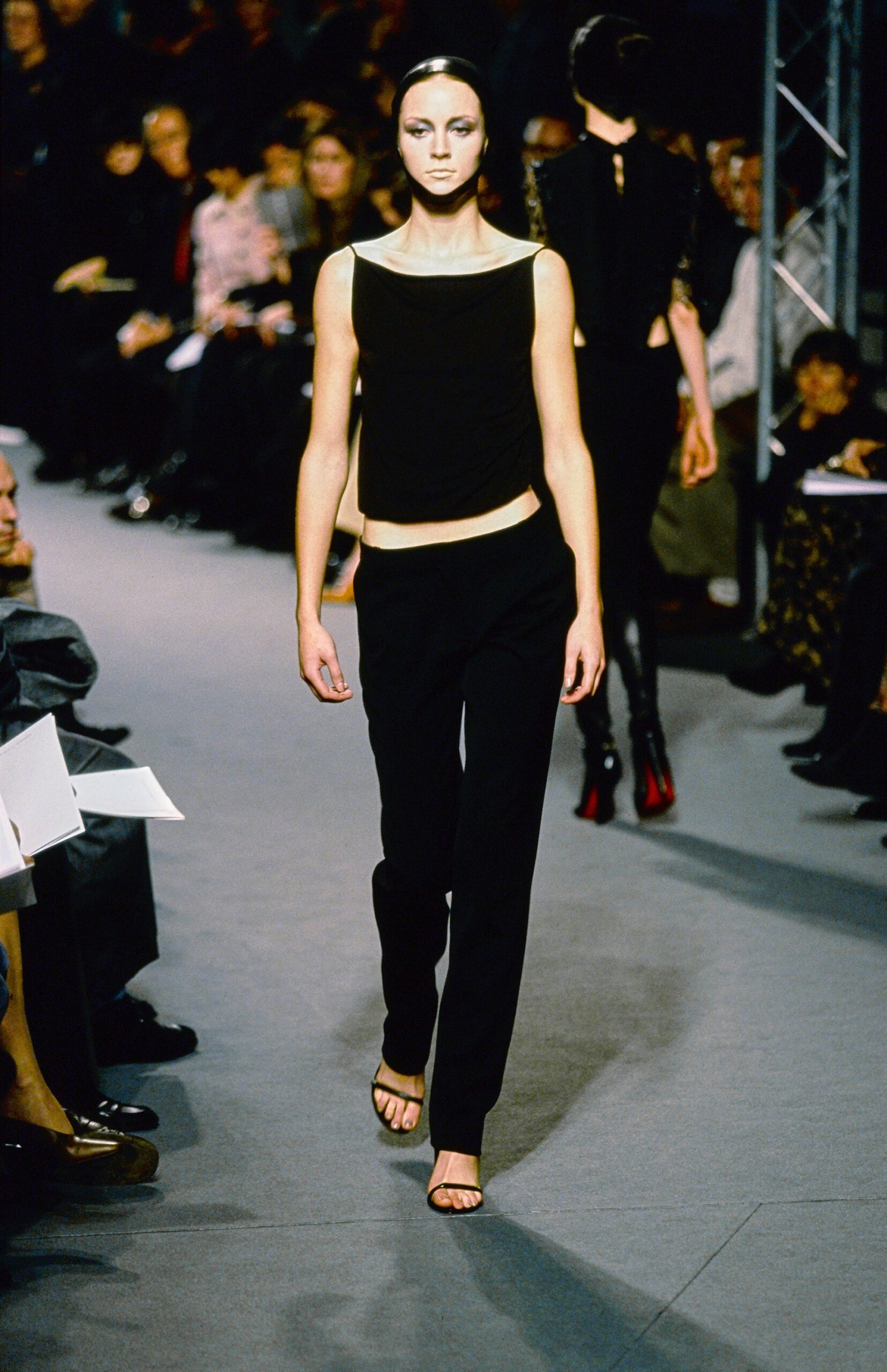black fitted top and pants