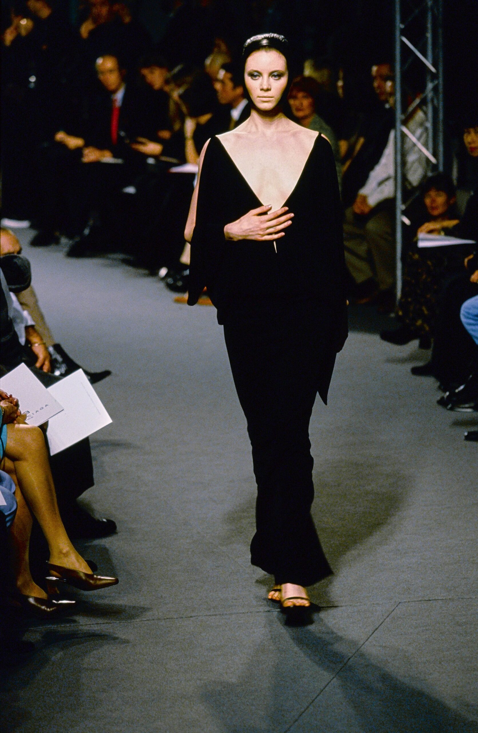 black silk sleeveless dress