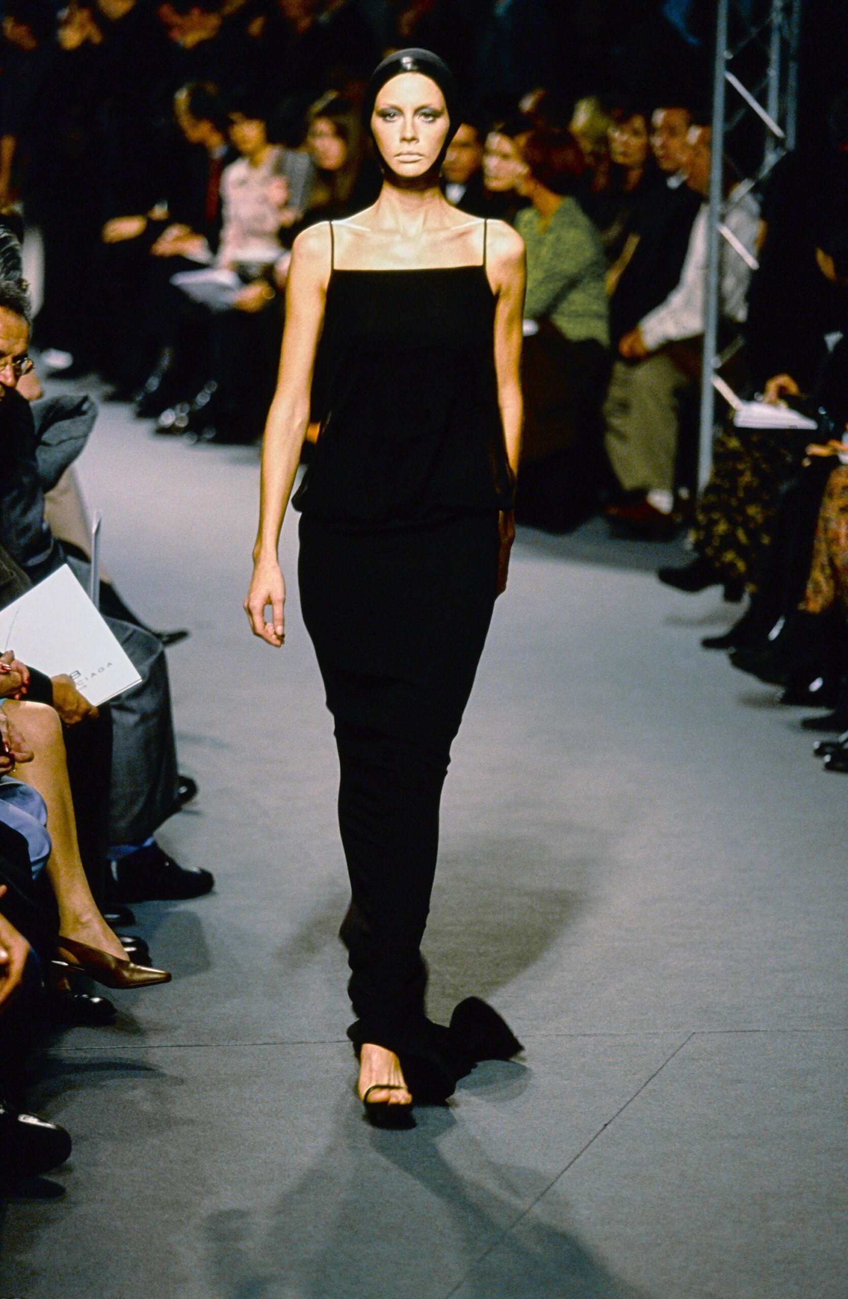black silk sleeveless dress