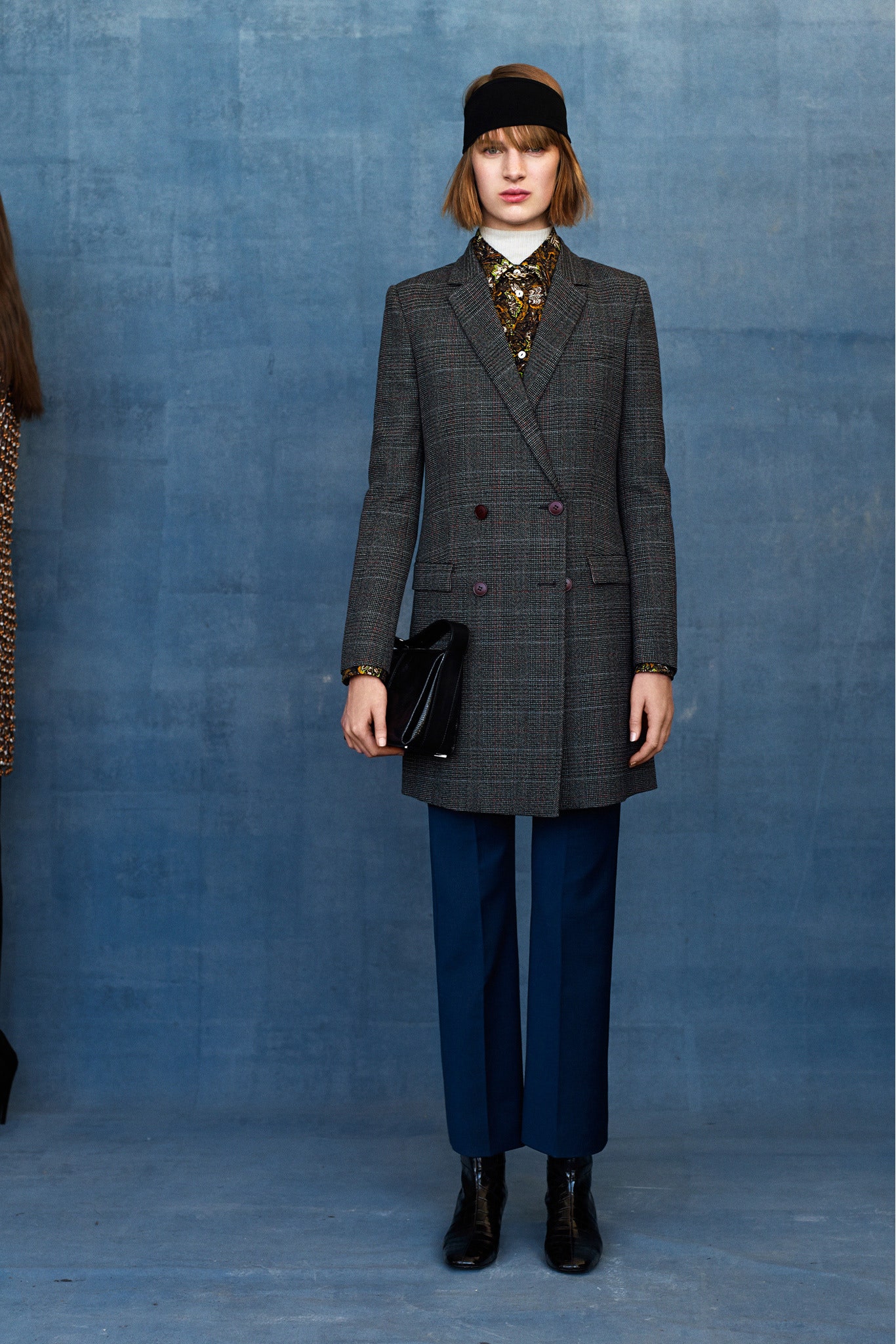 tailored gray checked blazer