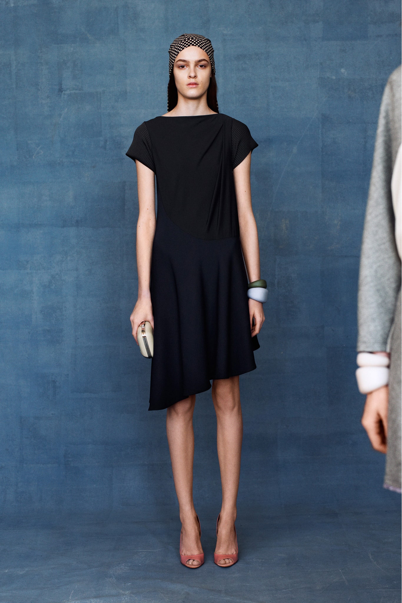 black silk asymmetric dress