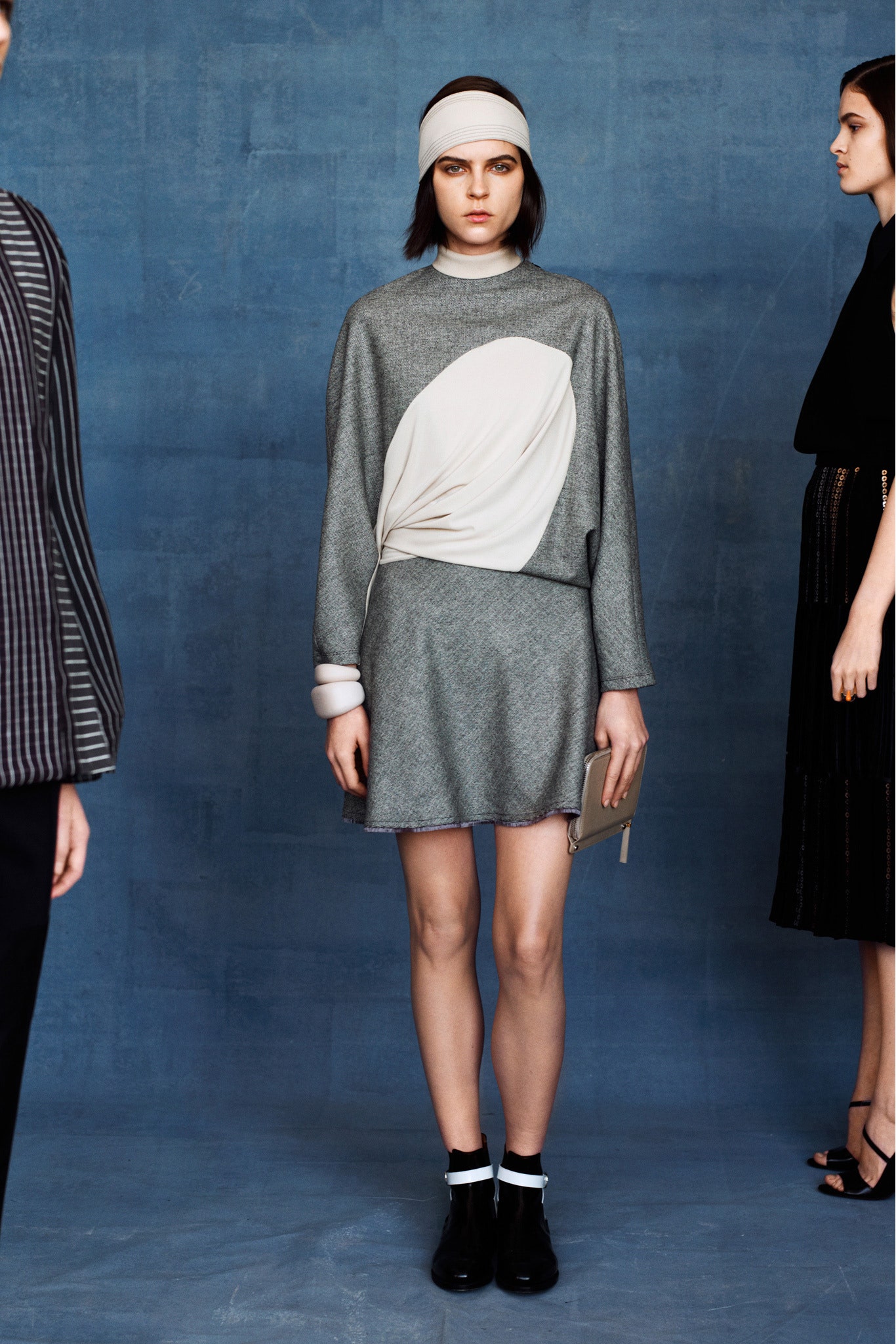 gray relaxed dress with draped detail