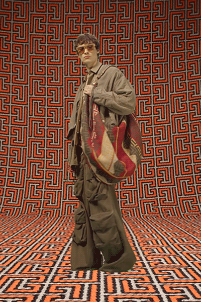 gray oversized jacket with cargo pants