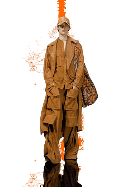 brown cotton relaxed cargo pants
