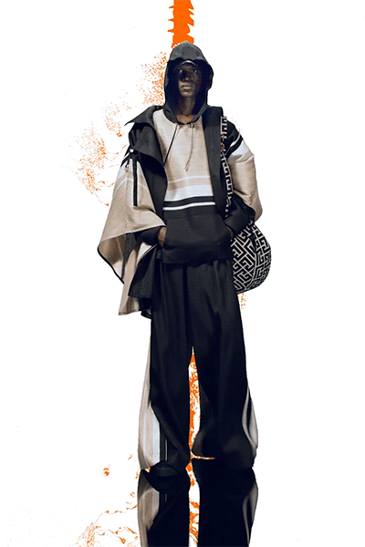 black cotton sleeveless hooded relaxed layered poncho