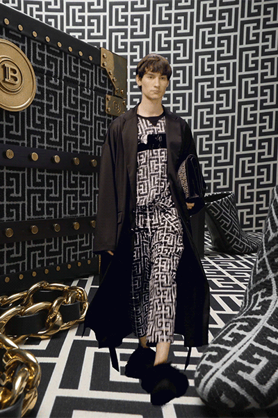 black silk long-sleeve collared relaxed buttoned coat